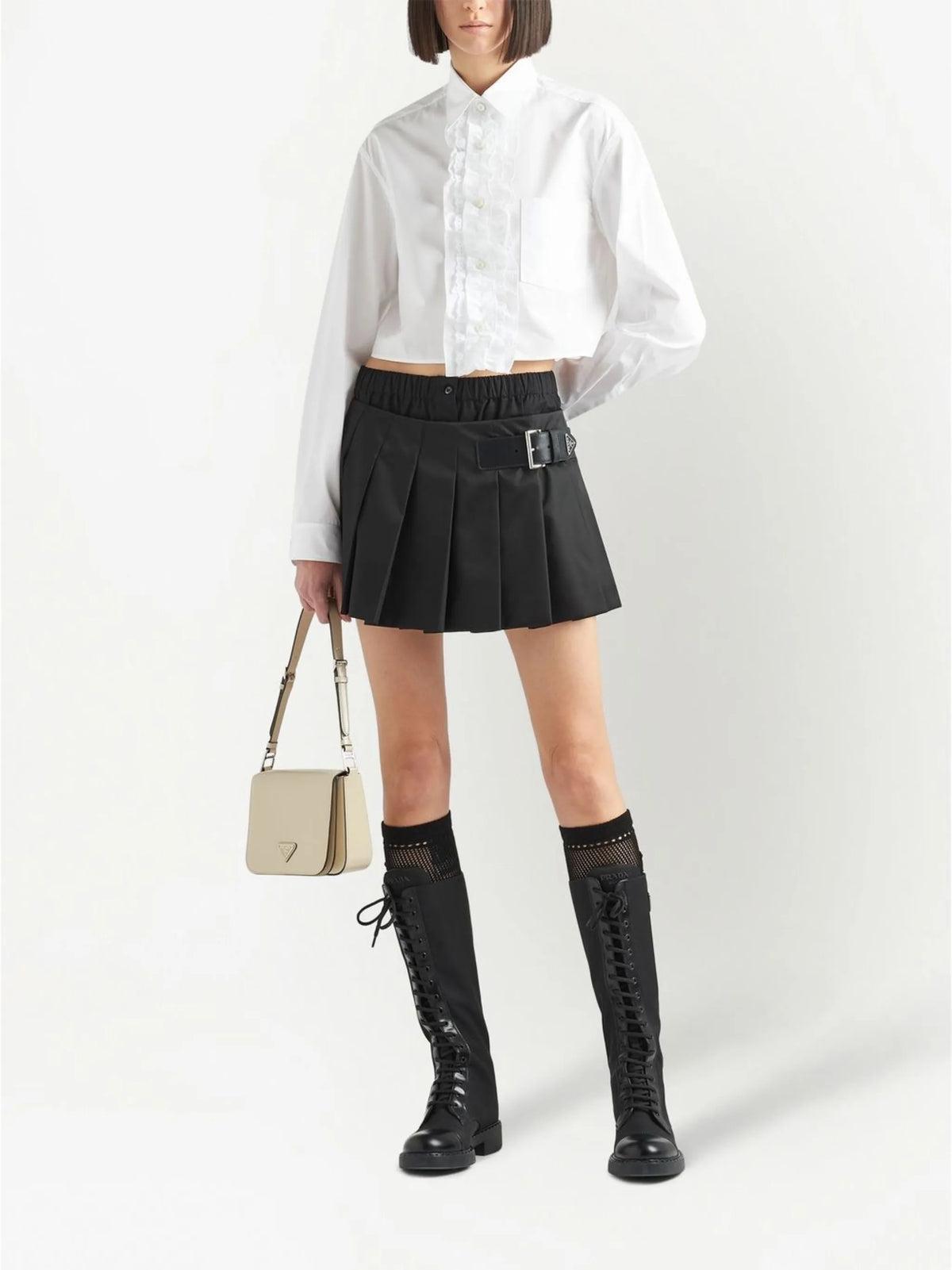 pleated Re-Nylon miniskirt