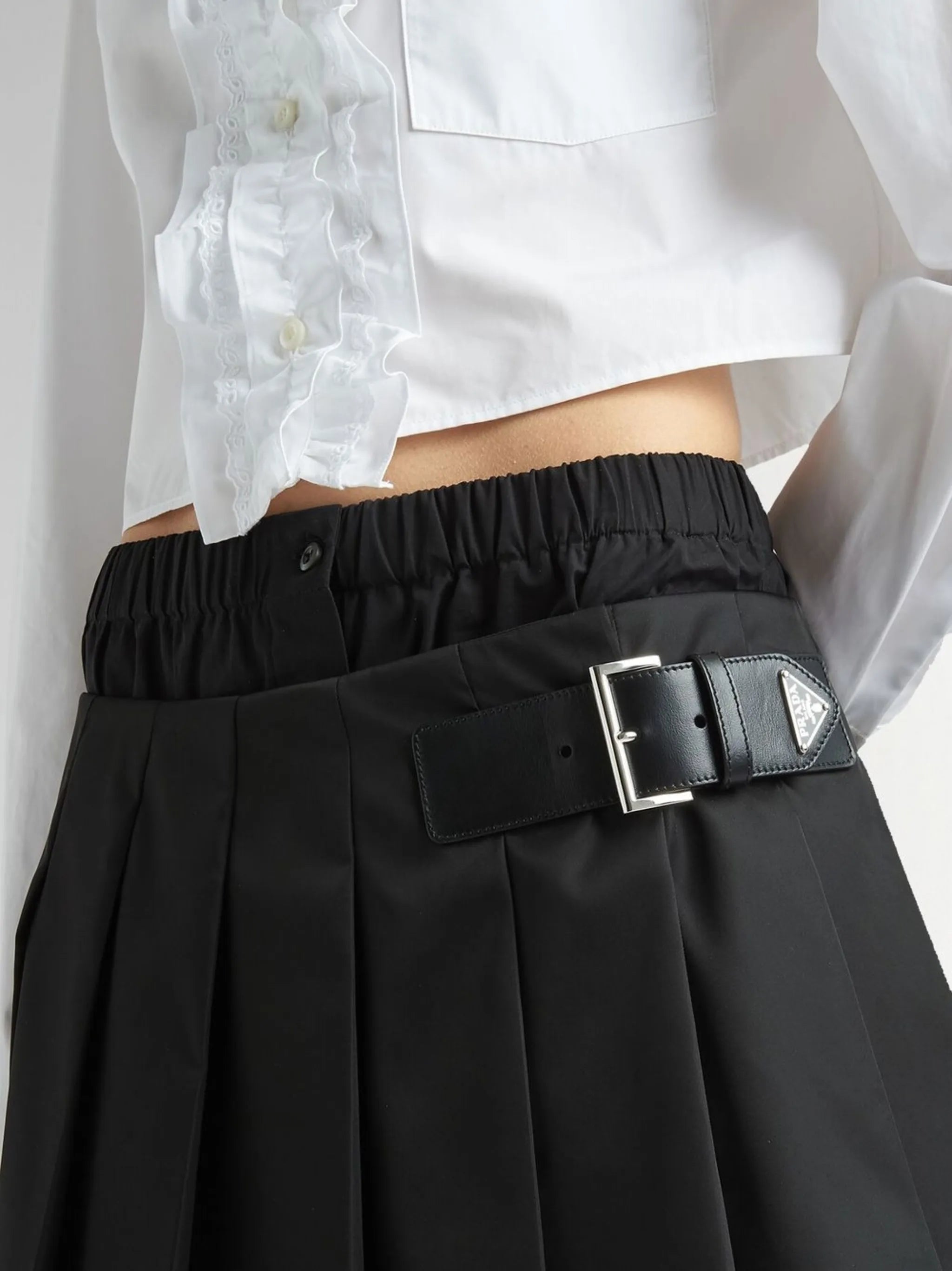 Re-Nylon pleated miniskirt