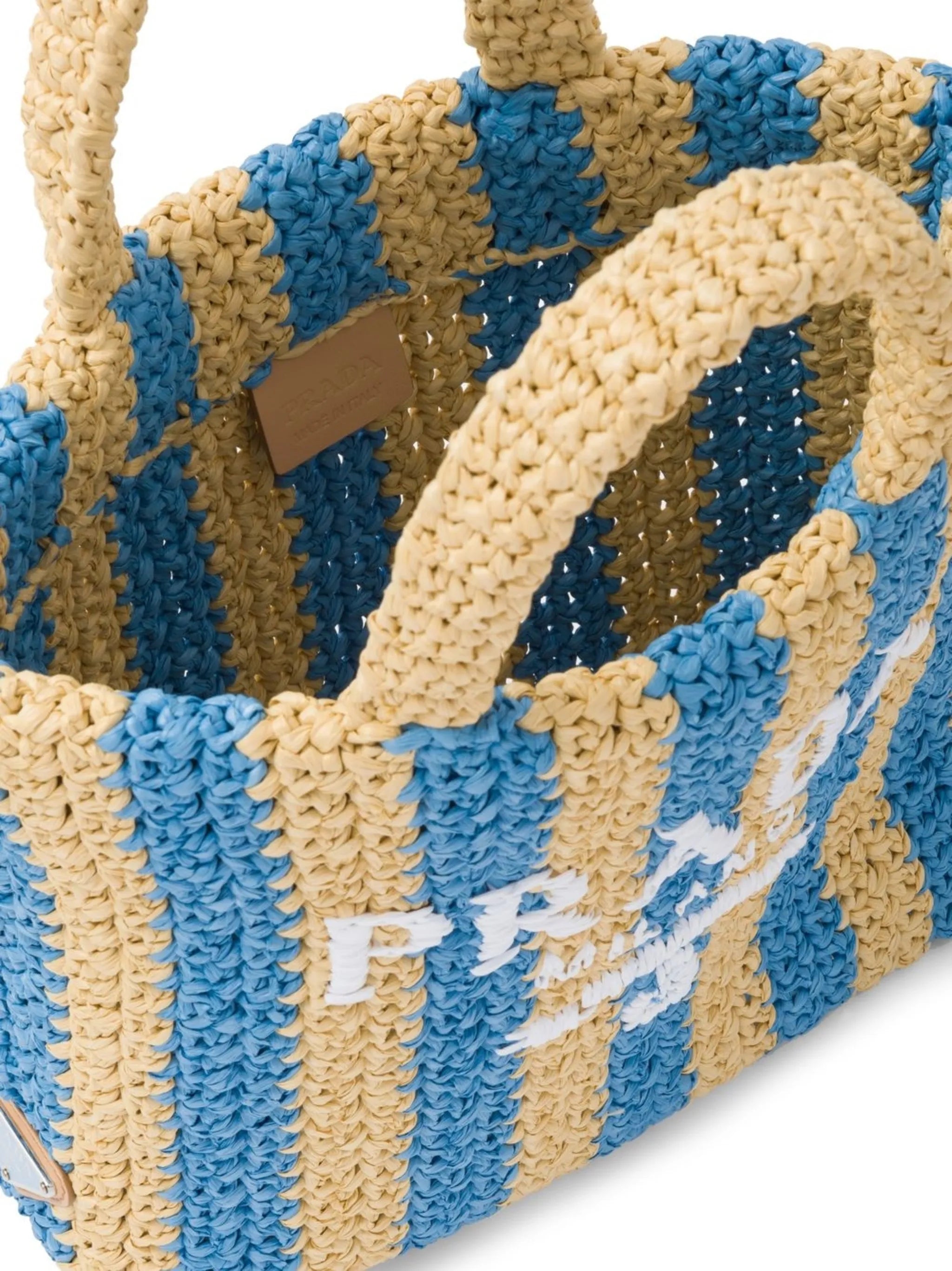 striped logo tote bag