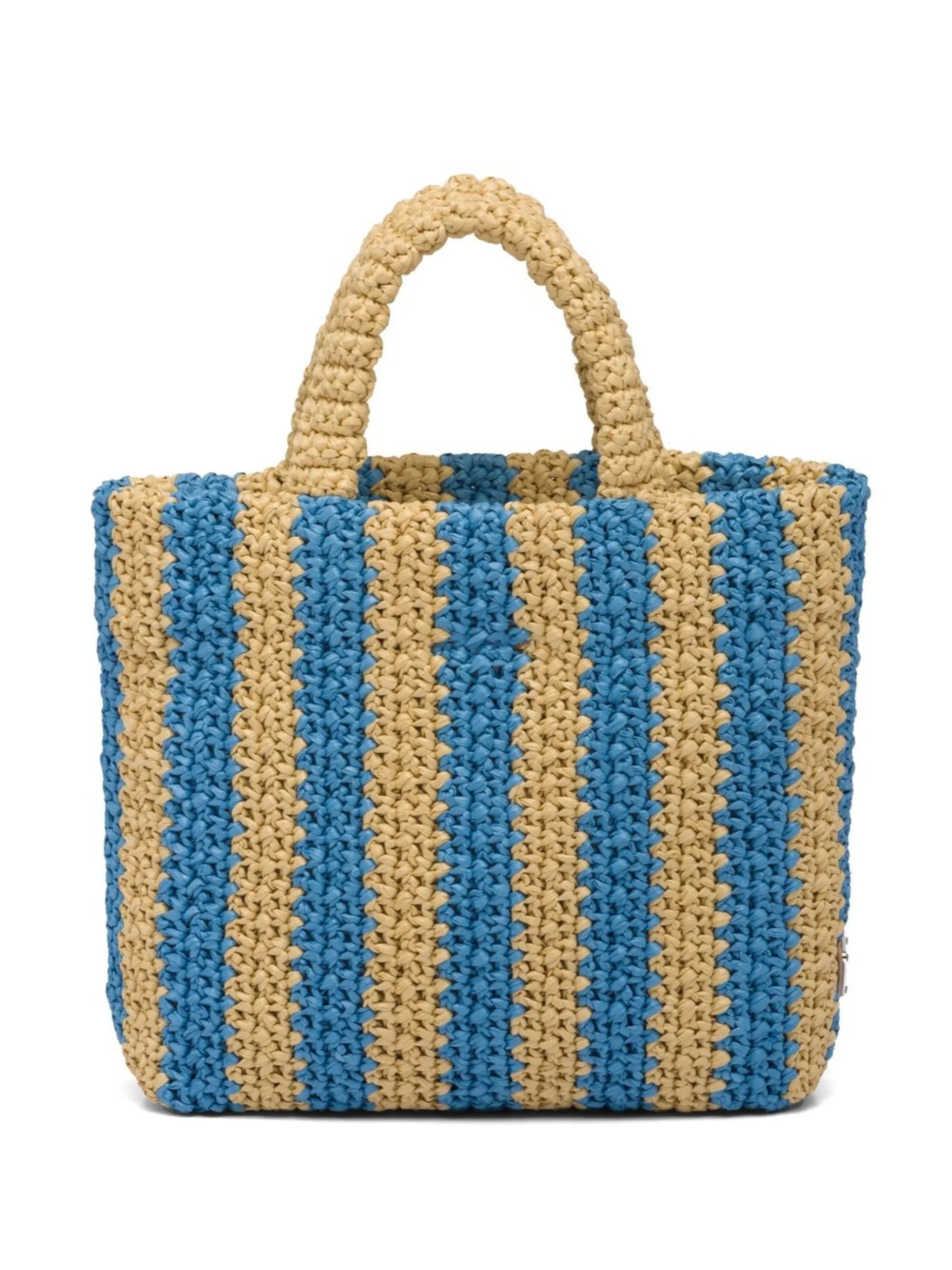 striped logo tote bag