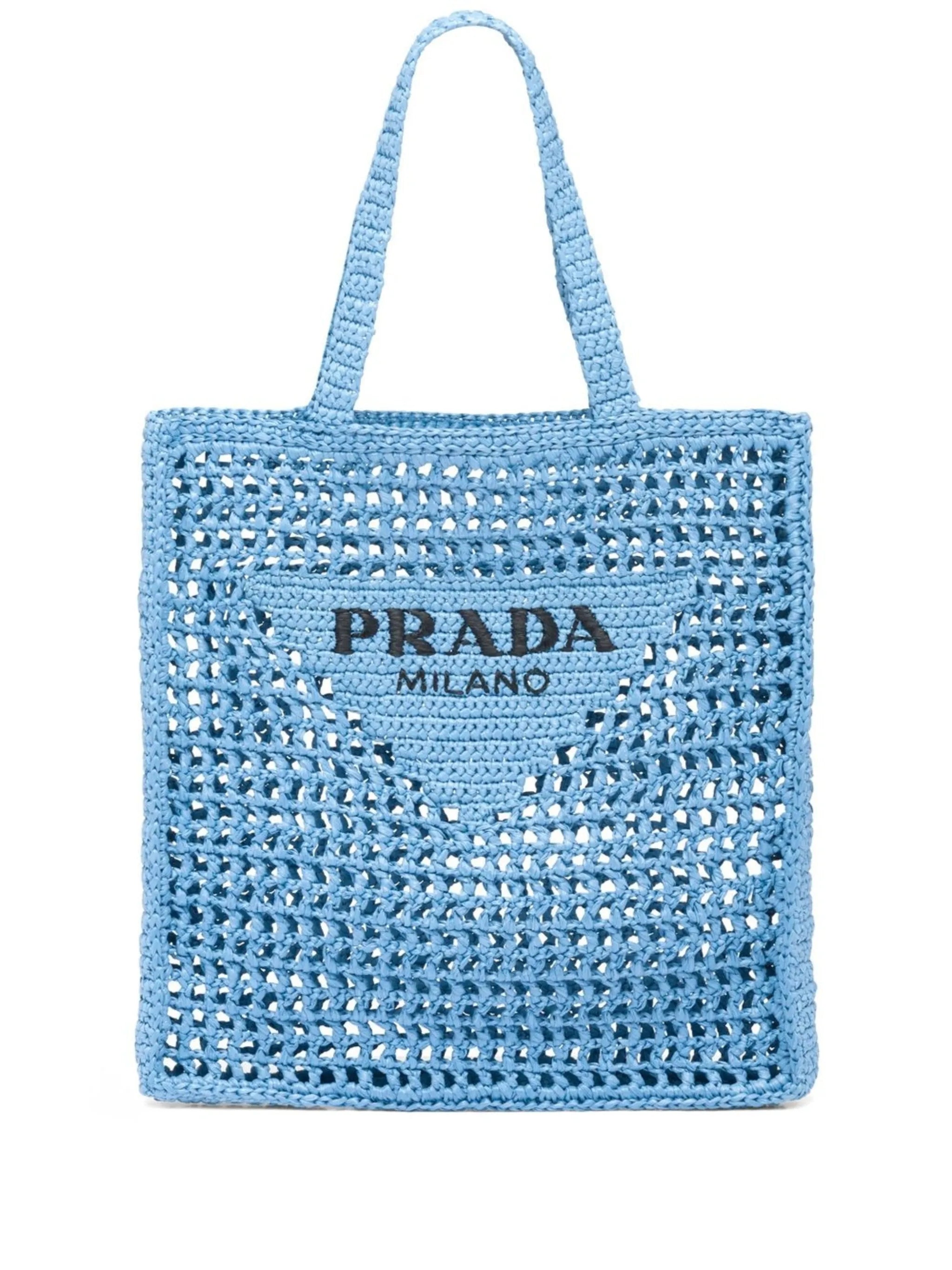 woven-logo raffia tote bag