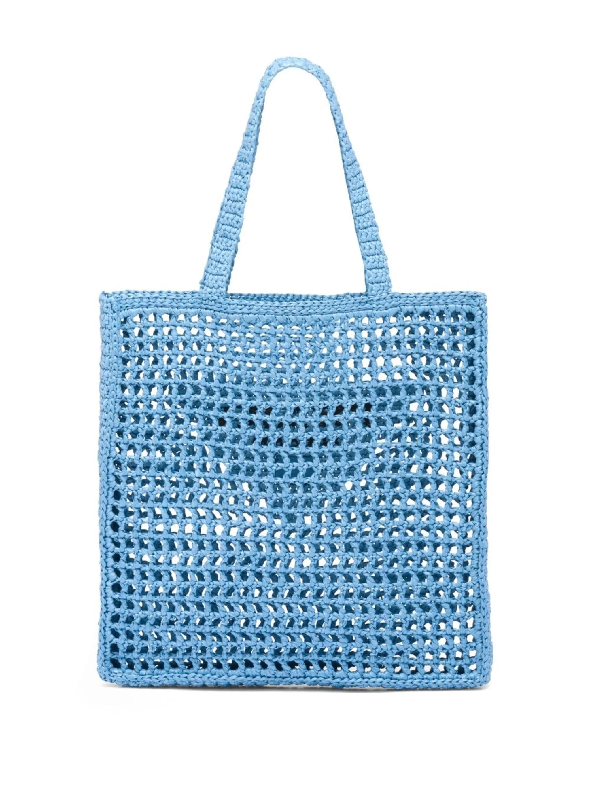 woven-logo raffia tote bag