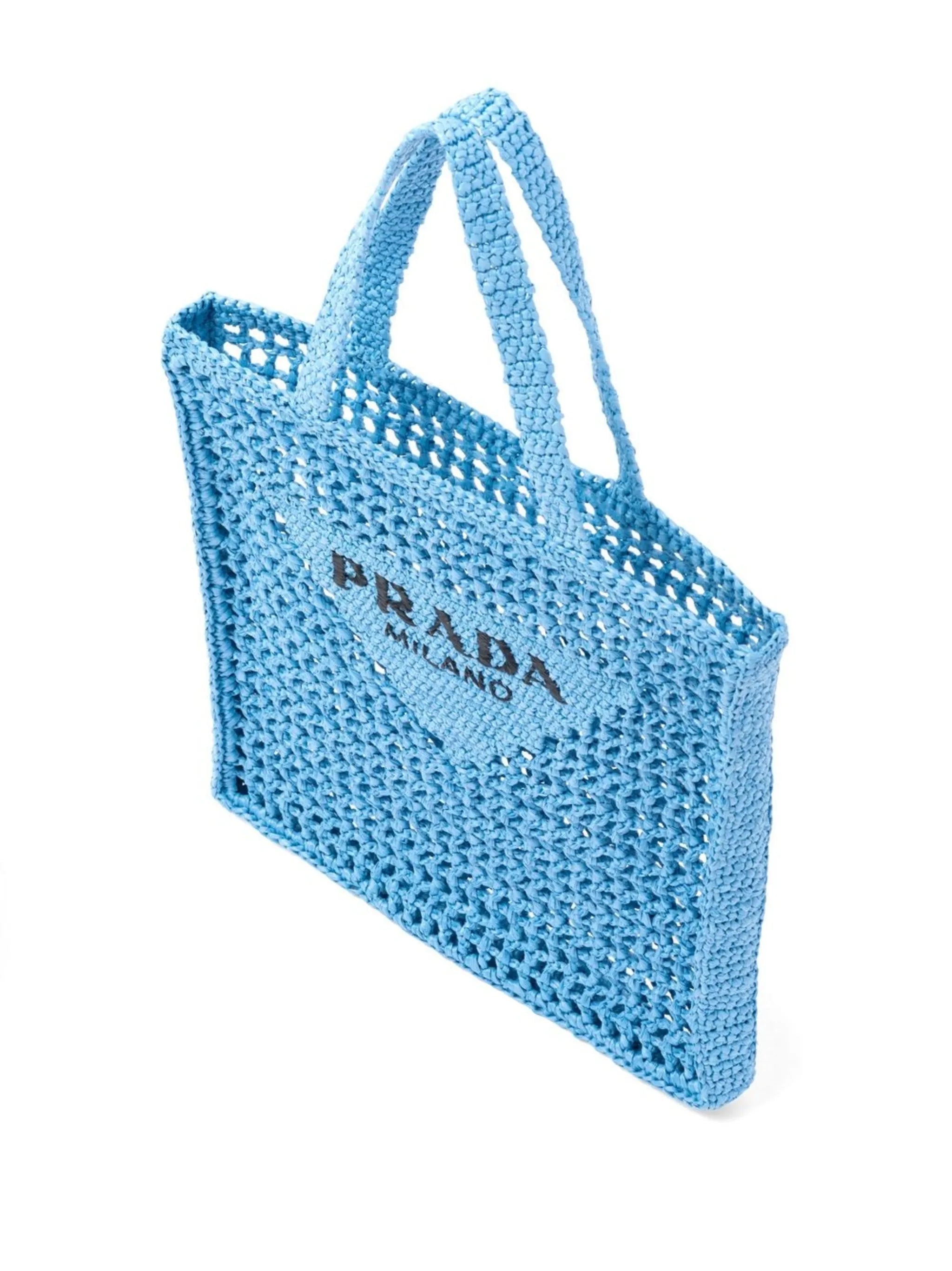 woven-logo raffia tote bag