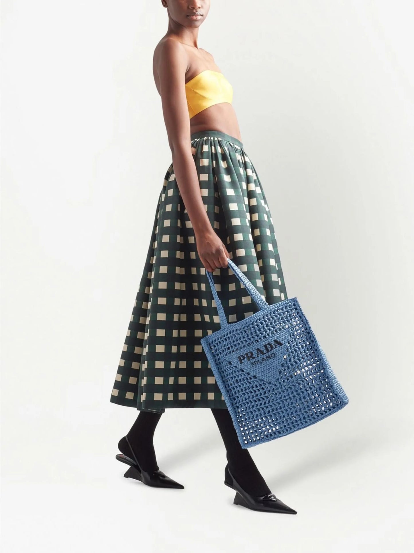 woven-logo raffia tote bag
