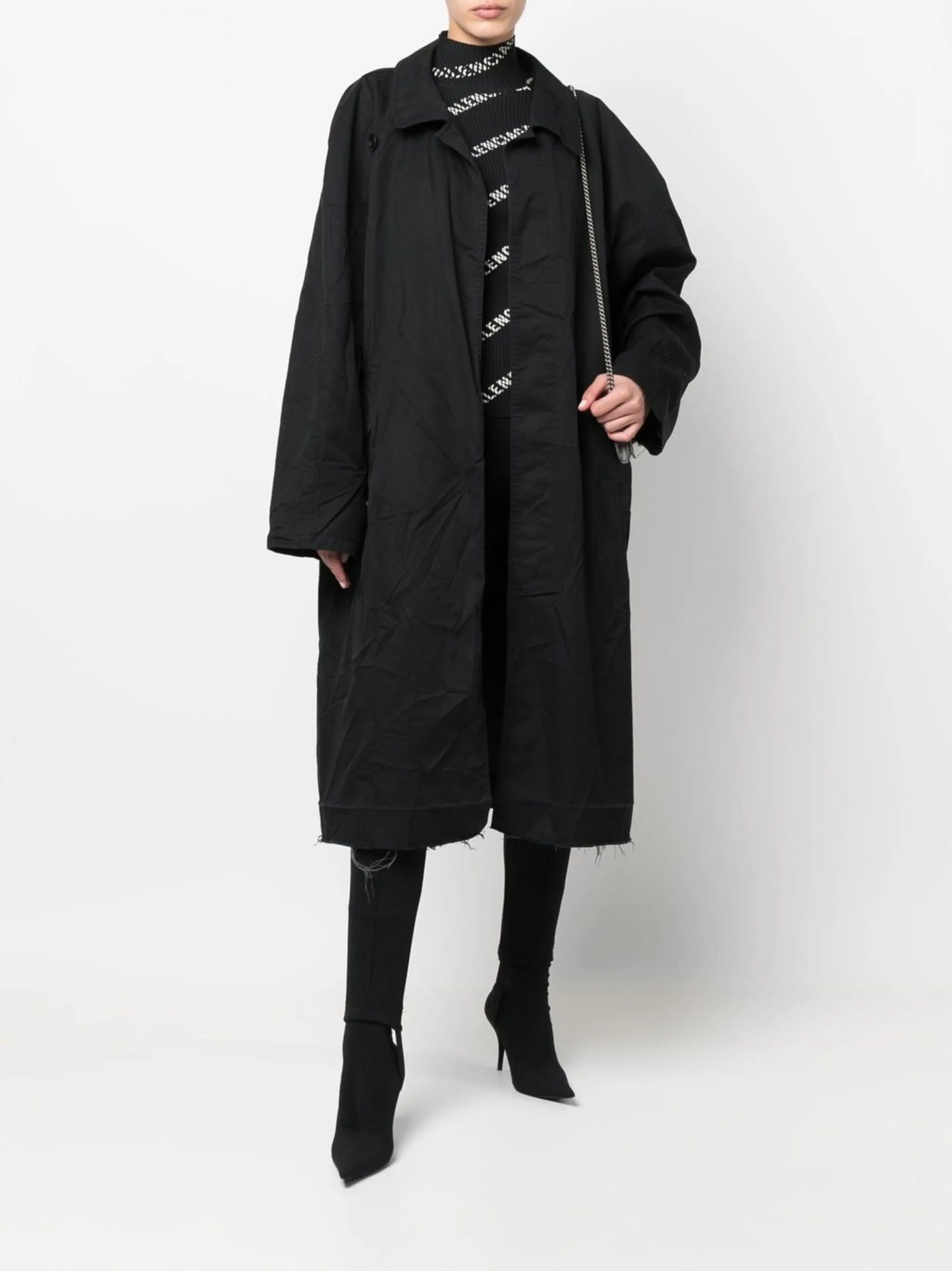 raw-edge trench coat