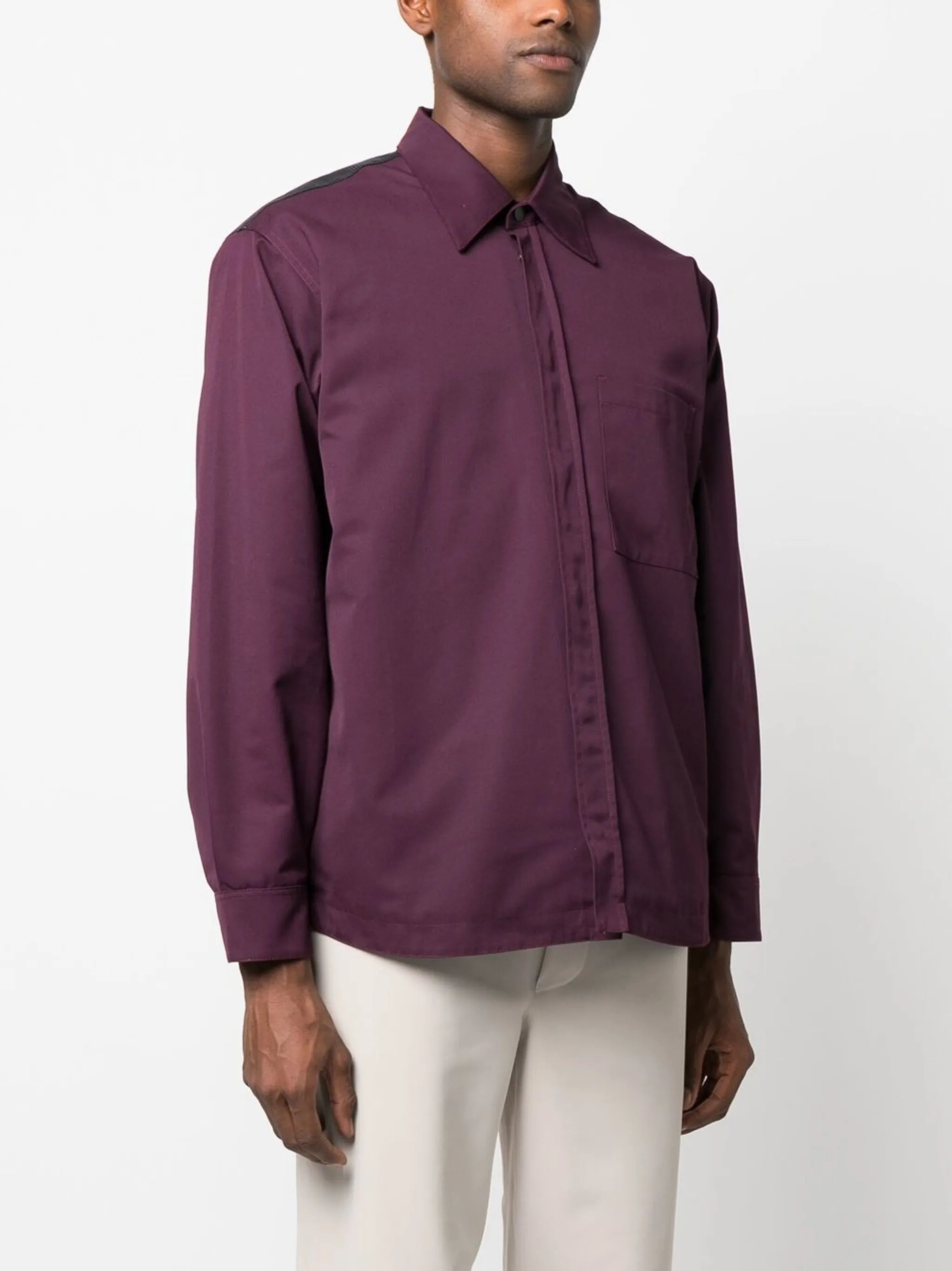 Polartec contrast-panel overshirt