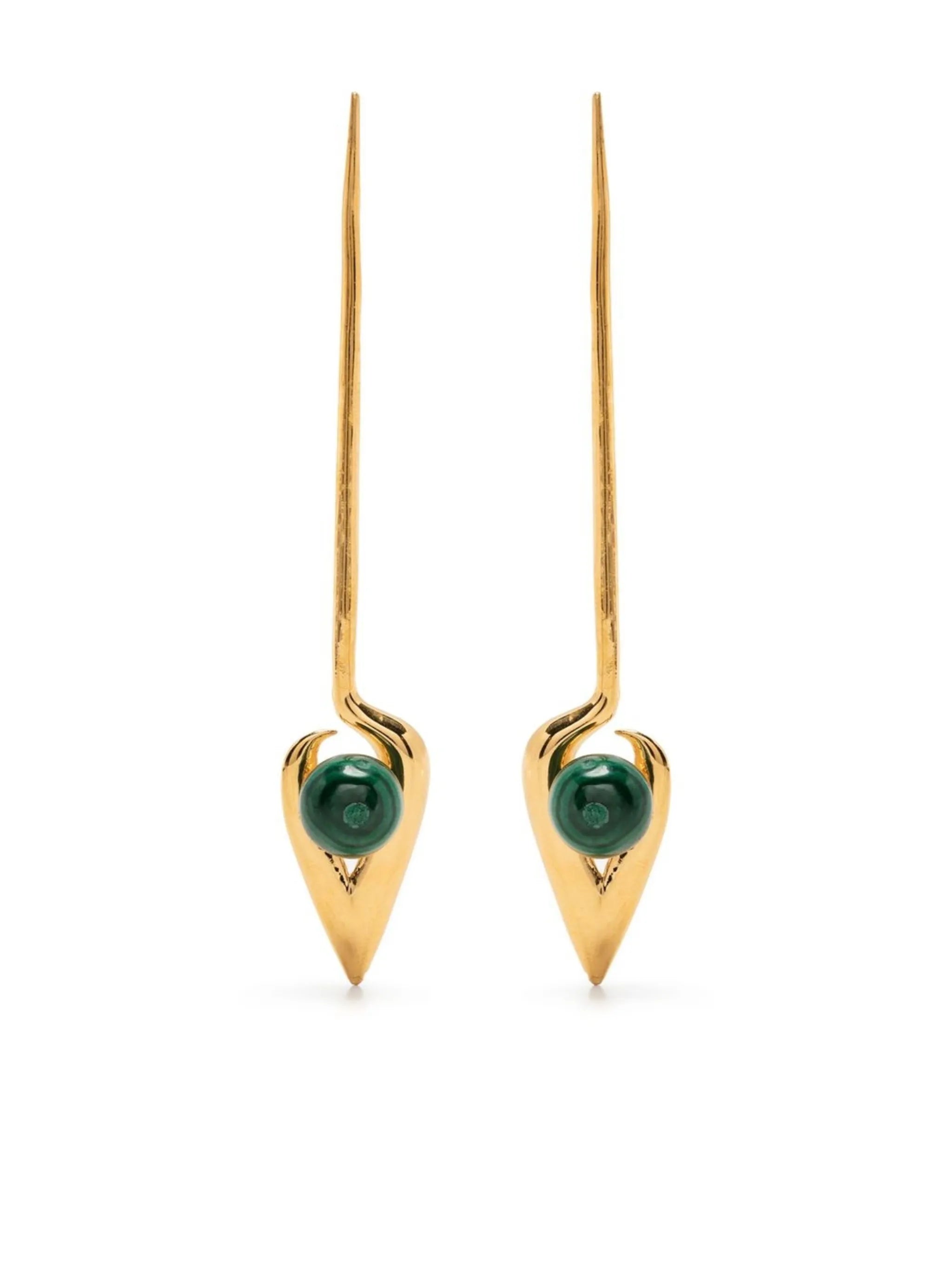 Iklwa Gold Vermeil Malachite Drop Earrings