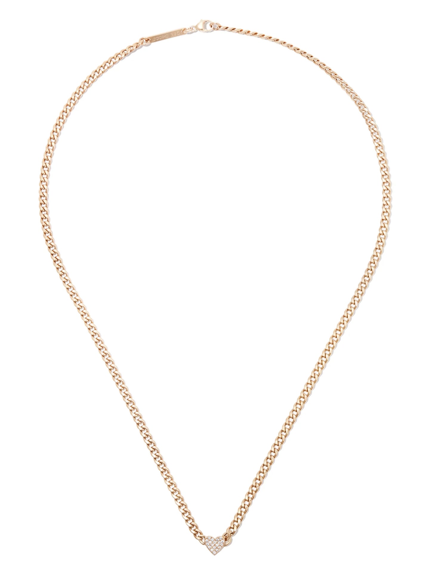 14kt yellow gold diamond pave heart chain necklace
