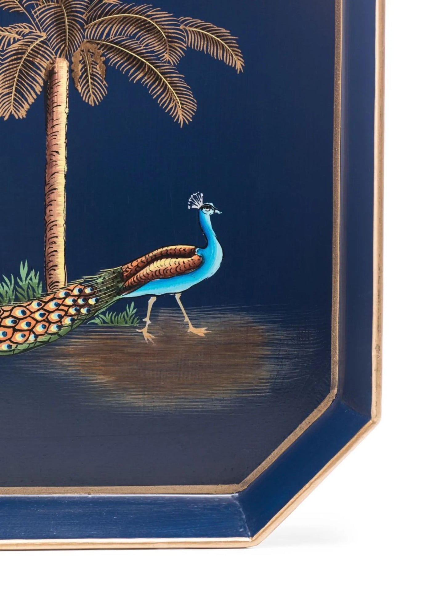 peacock-pattern hand-painted tray