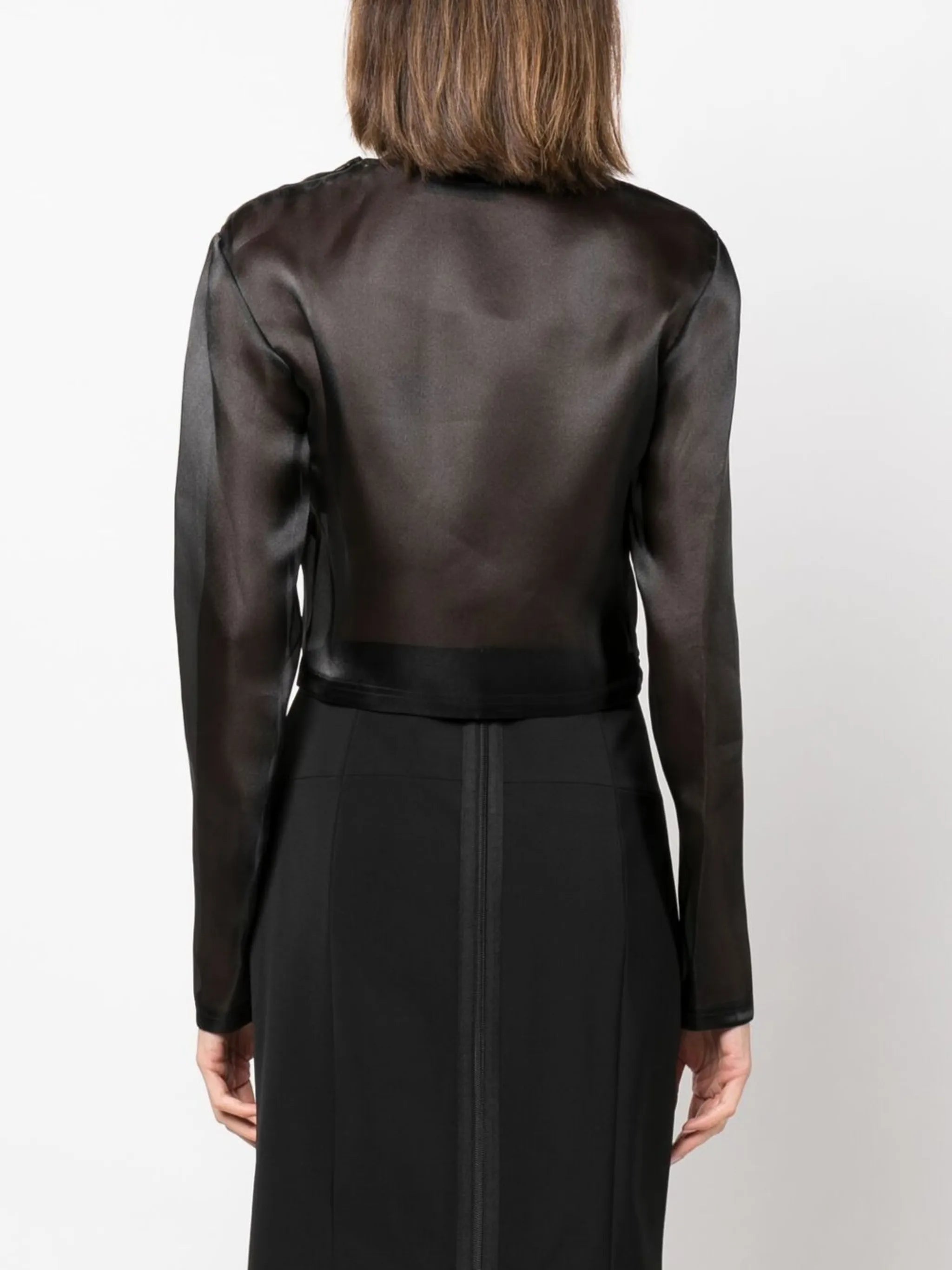 long-sleeve translucent blouse