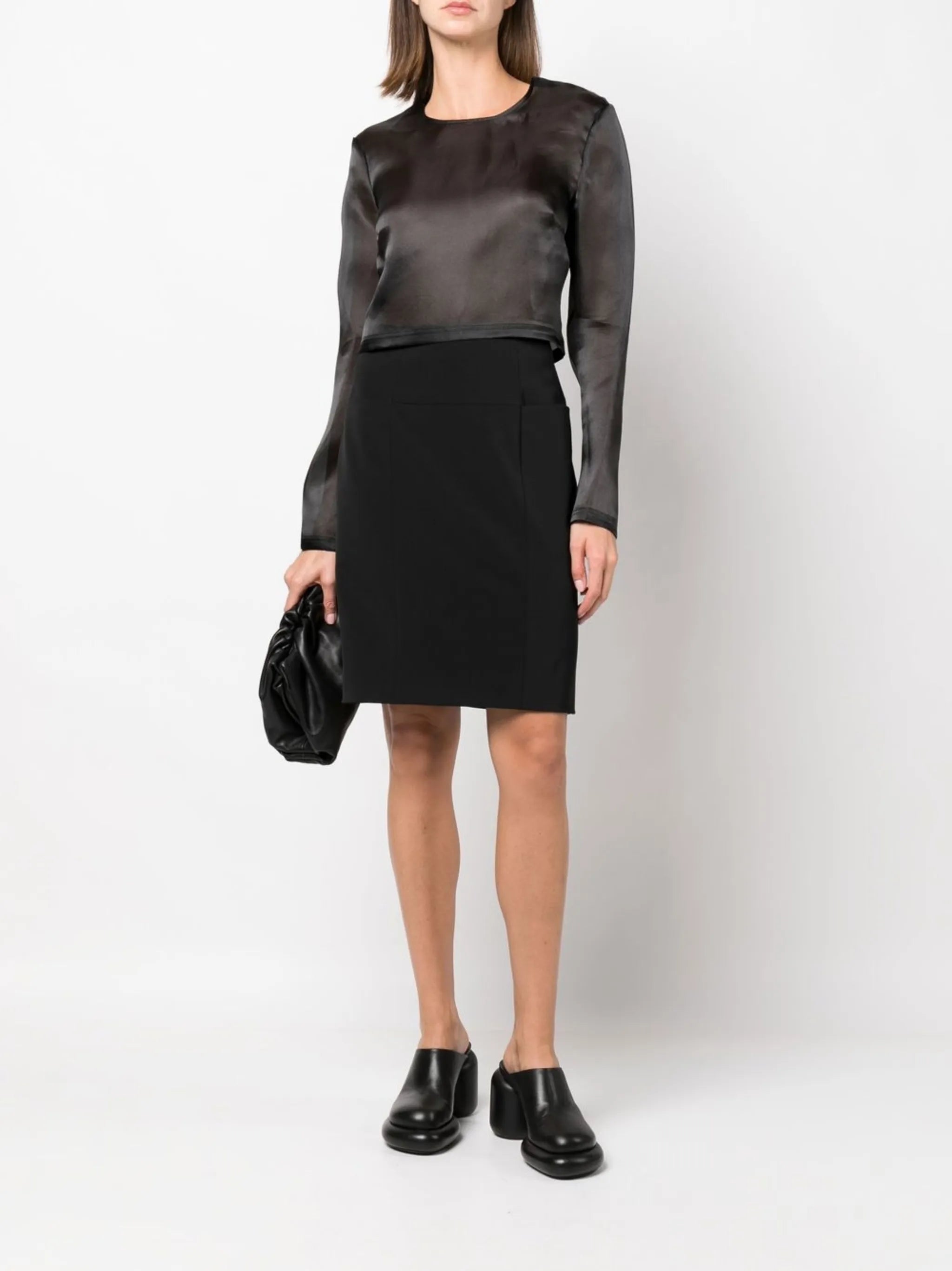long-sleeve translucent blouse