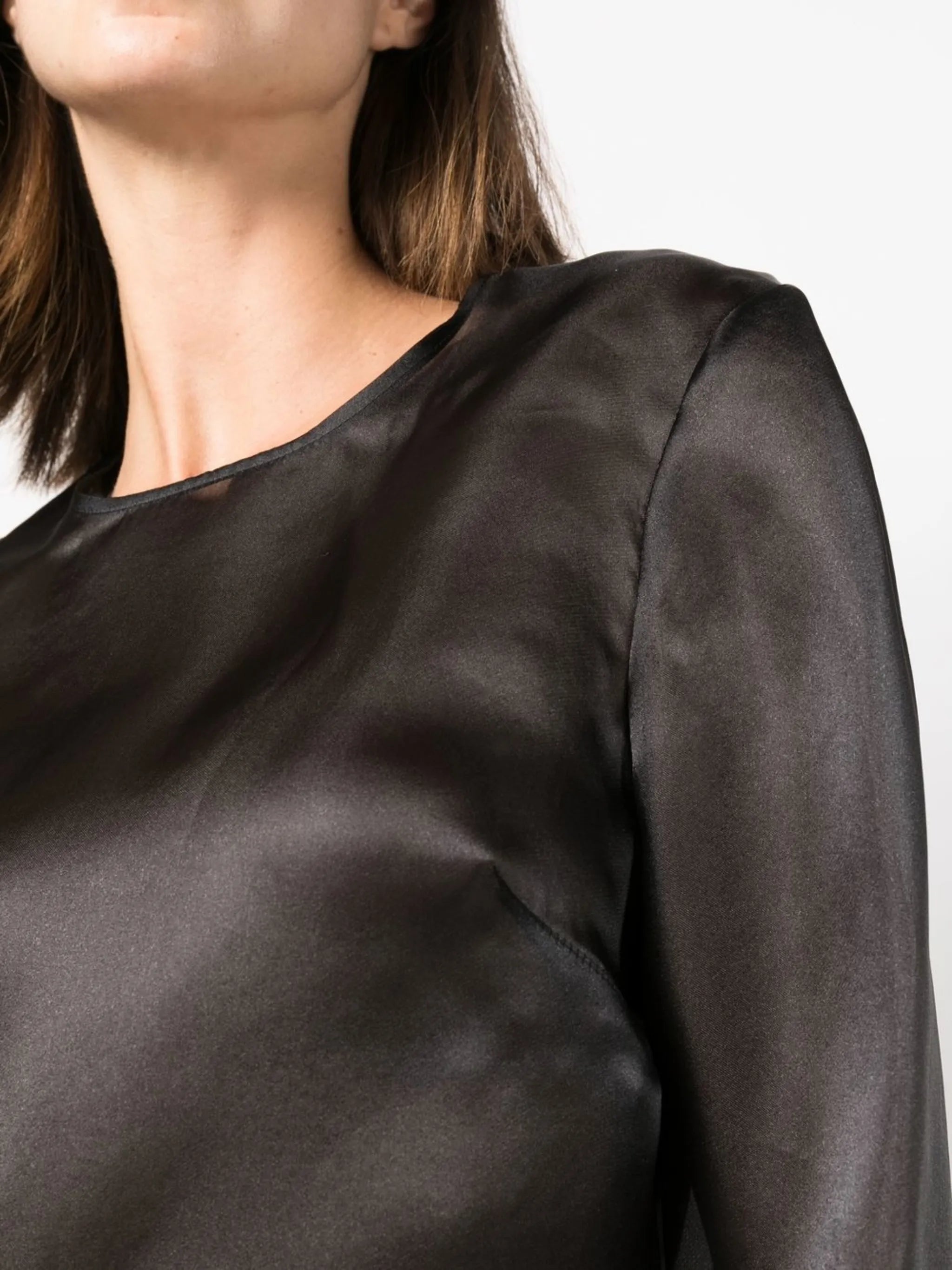 long-sleeve translucent blouse