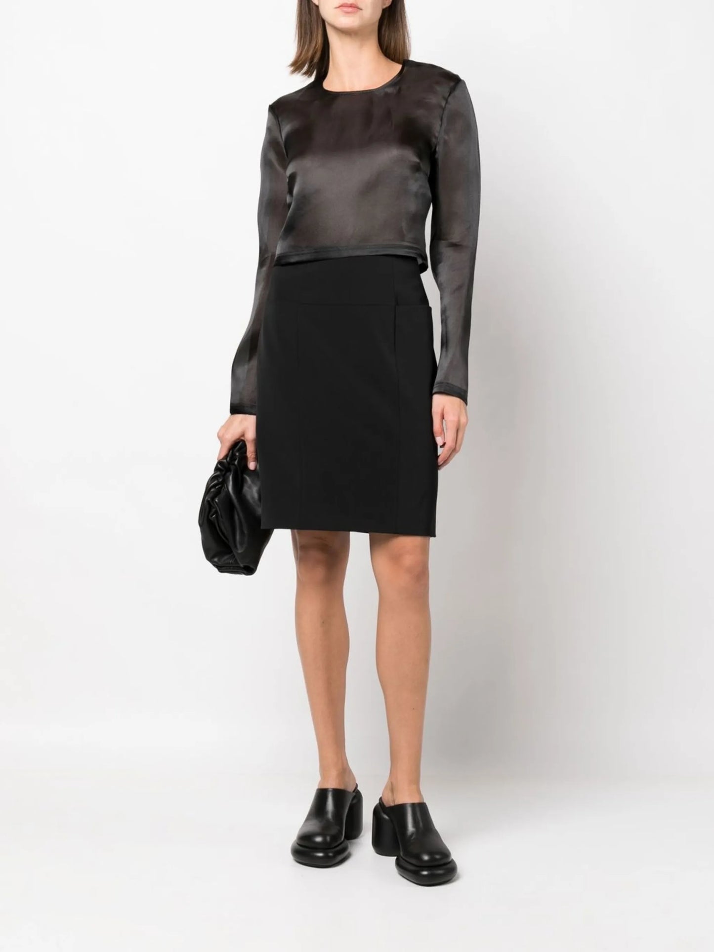 exposed-zip pencil skirt