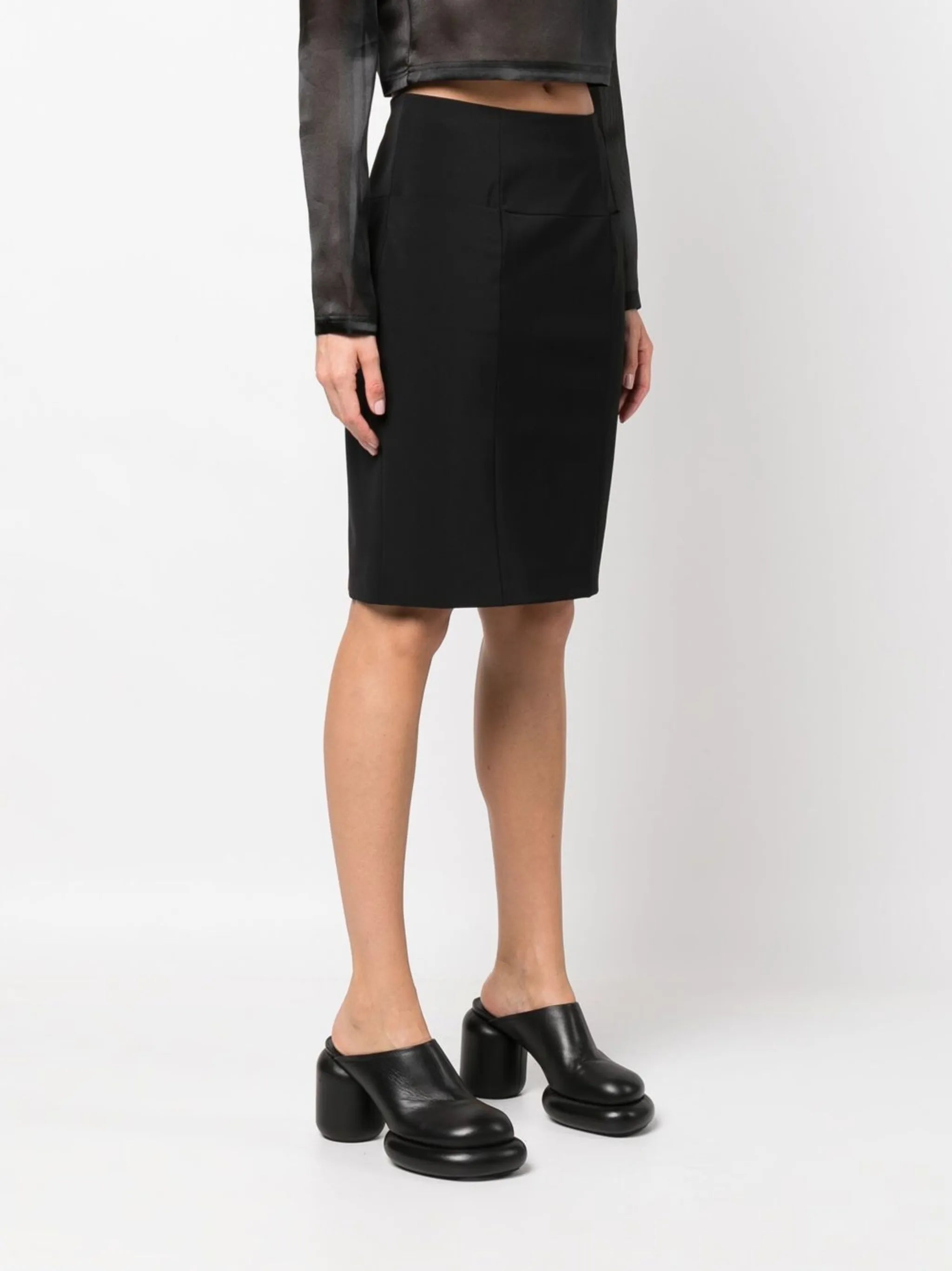 exposed-zip pencil skirt