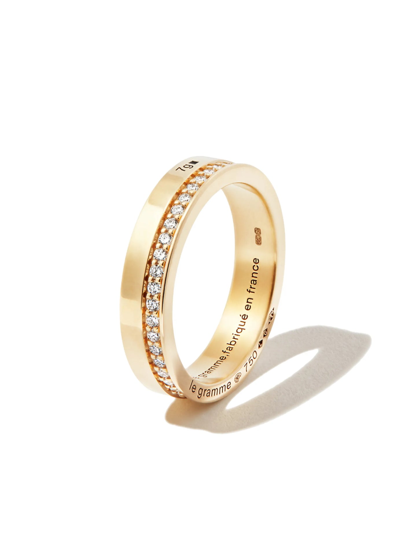 18kt yellow gold 7g diamond line polished band ring