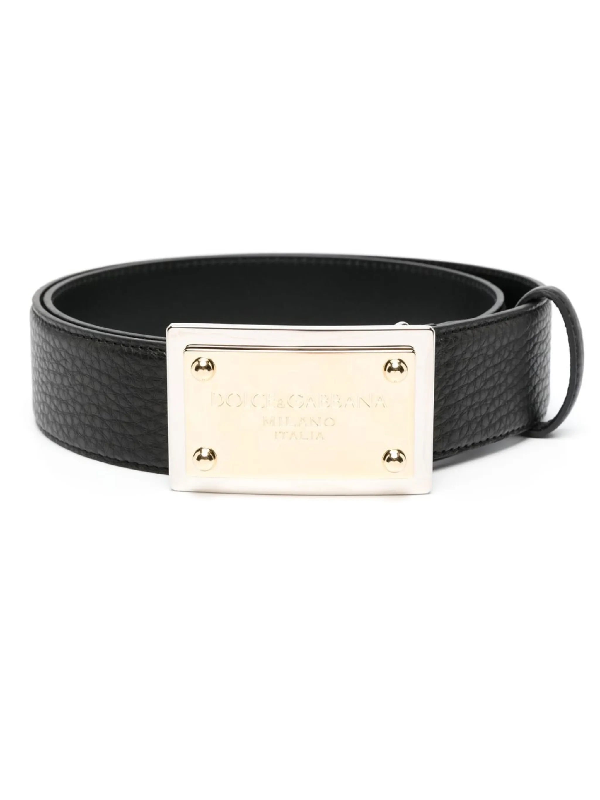buckled leather belt