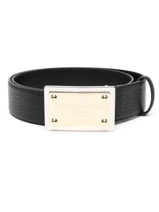 buckled leather belt