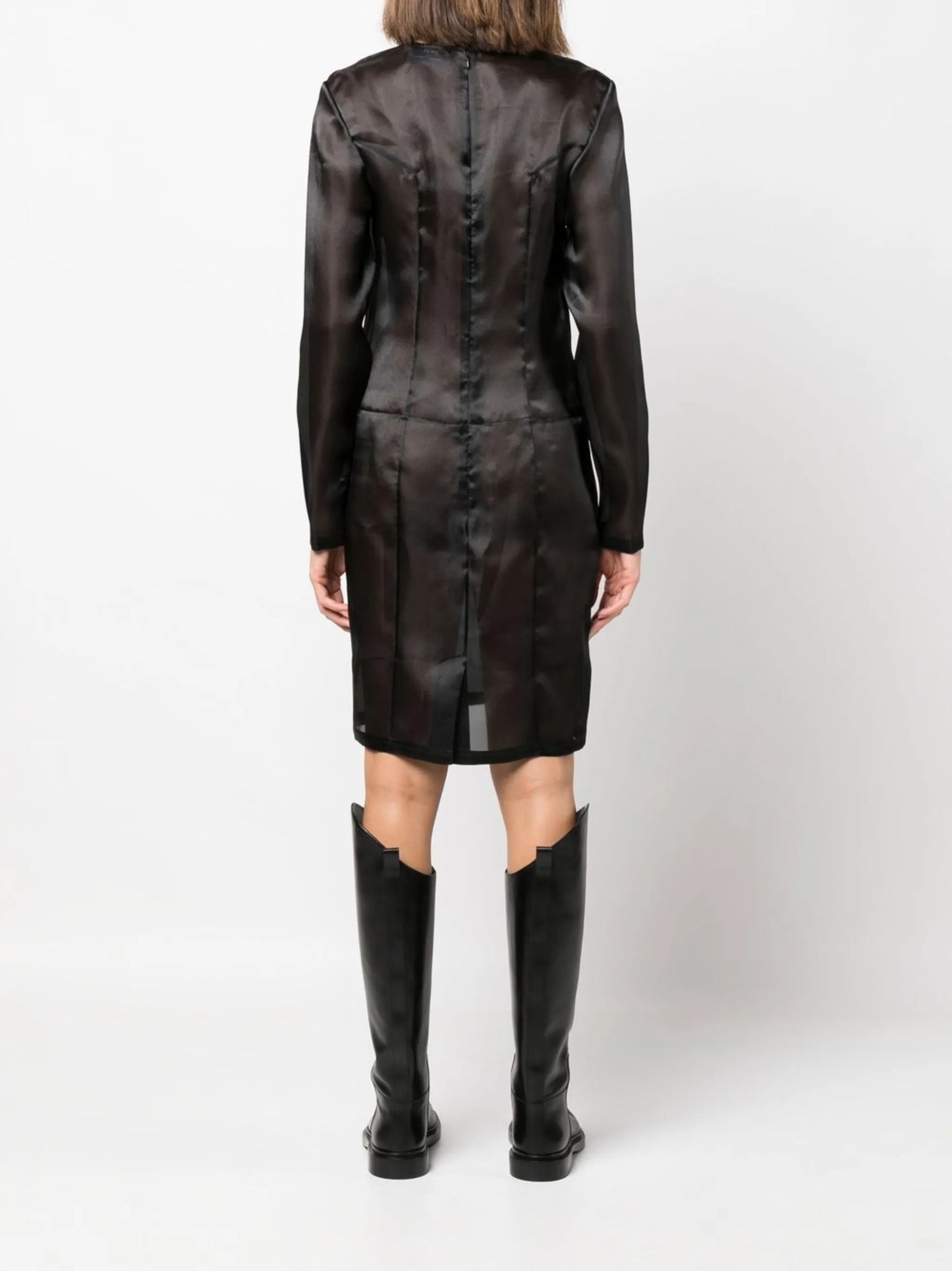 long-sleeve semi-sheer dress