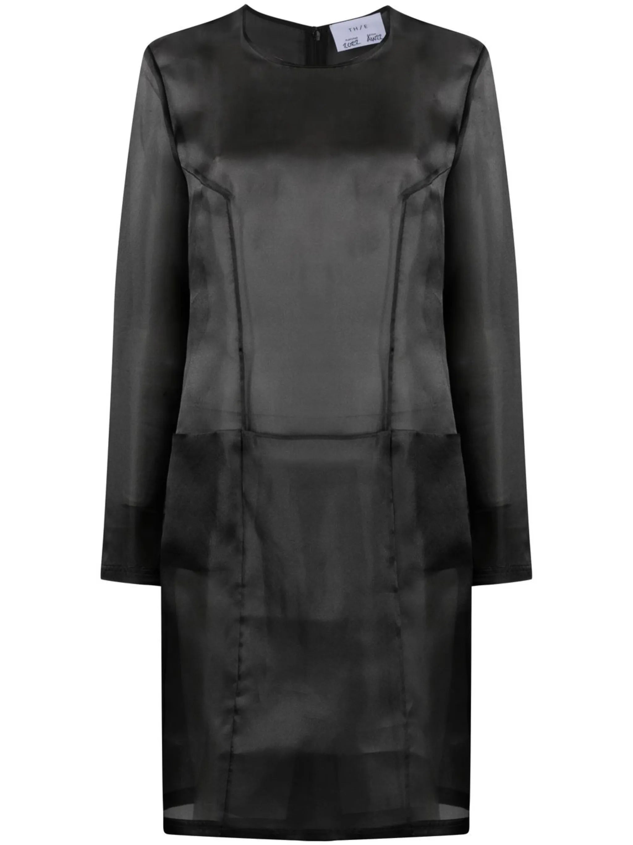 long-sleeve semi-sheer dress