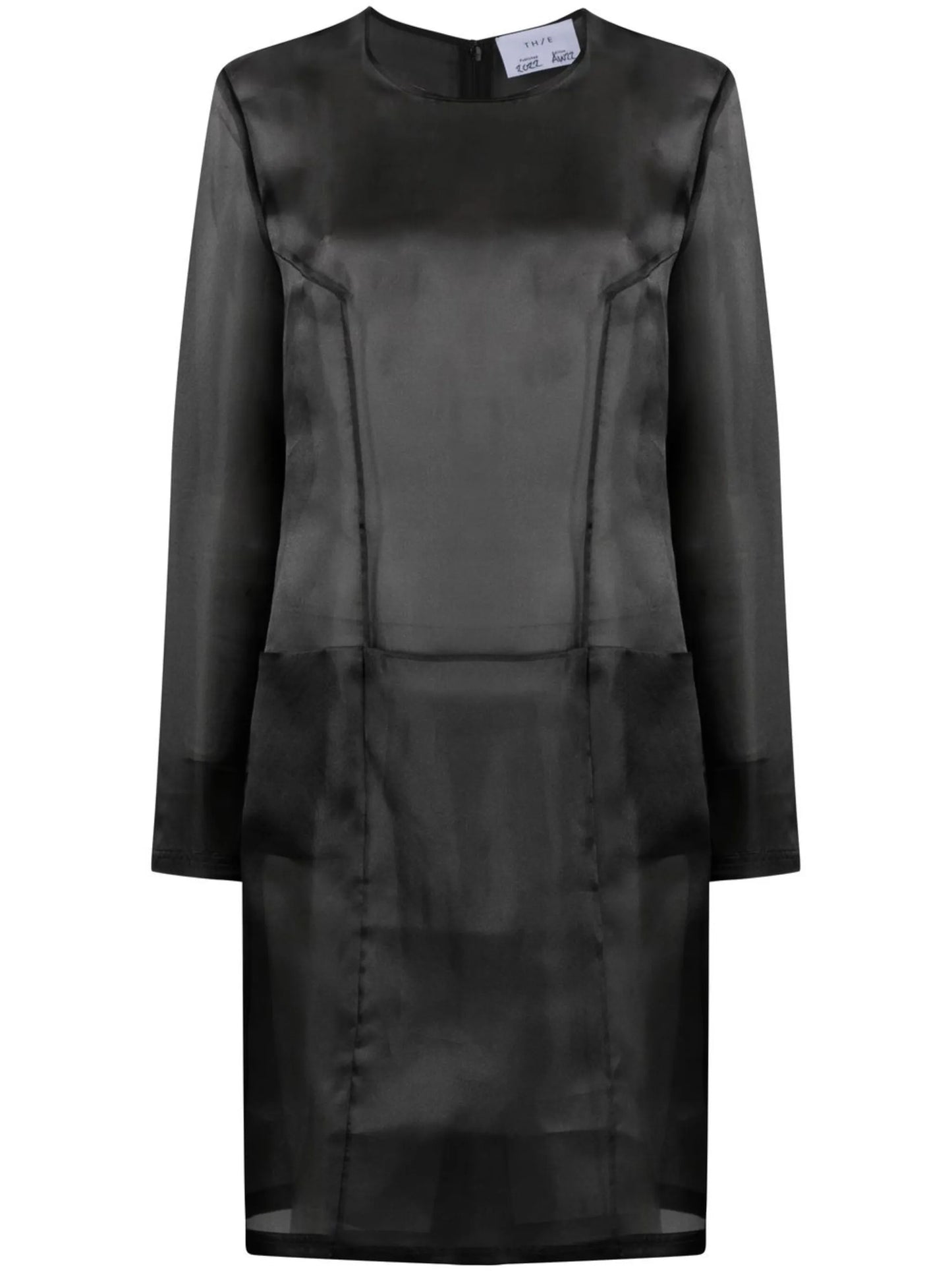 long-sleeve semi-sheer dress