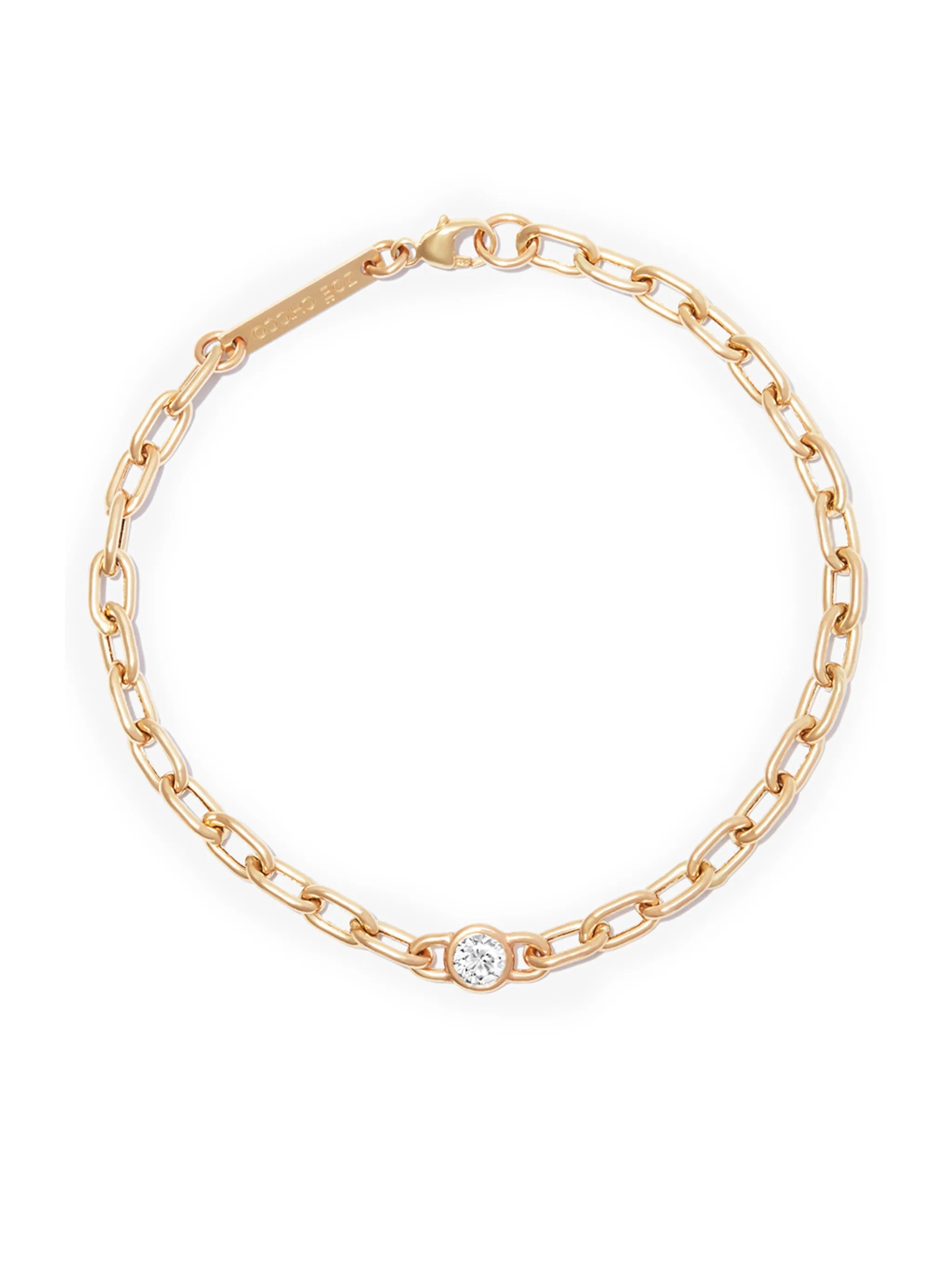 14kt yellow gold floating diamond oval chain bracelet