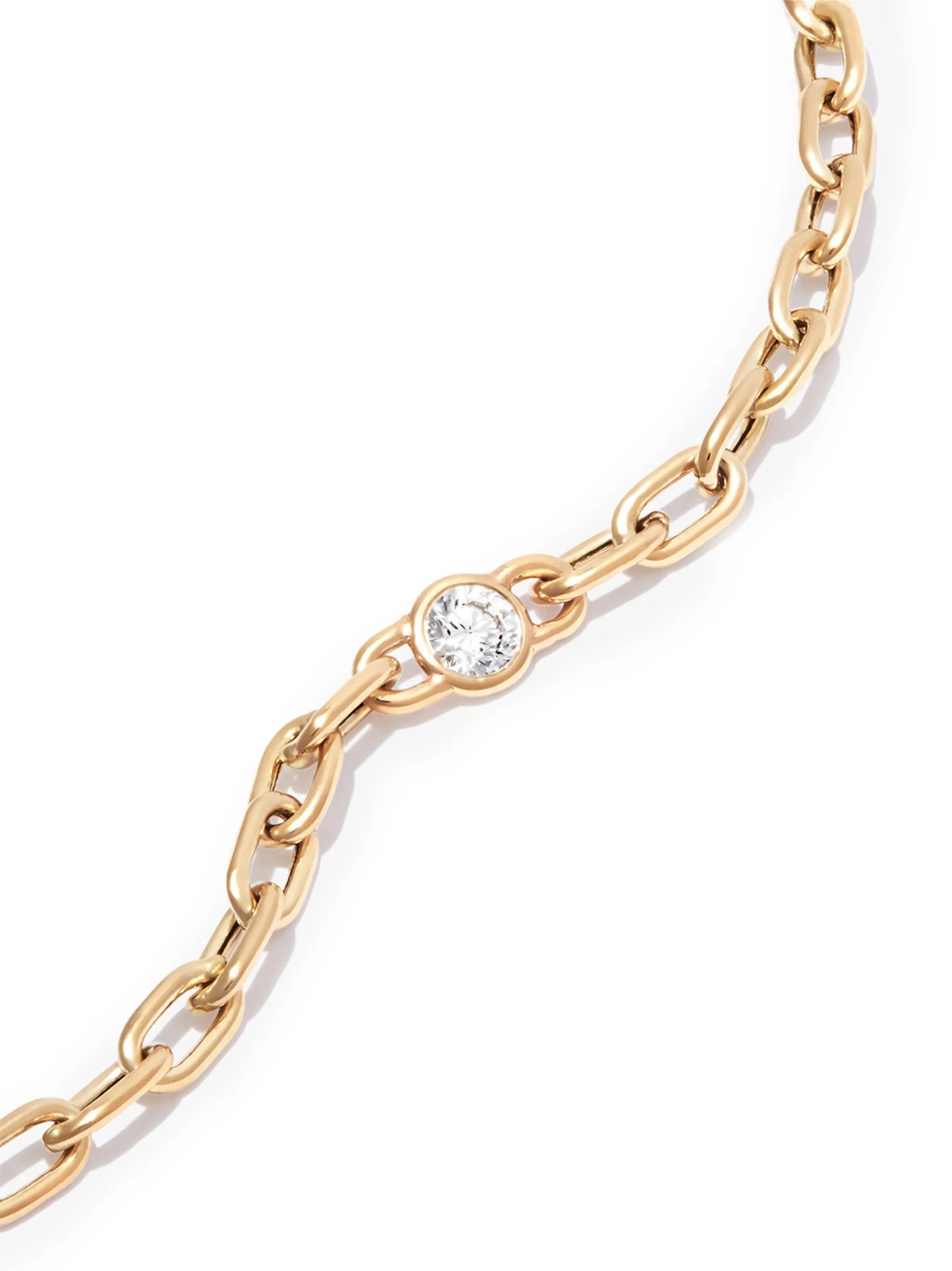 14kt yellow gold floating diamond oval chain bracelet