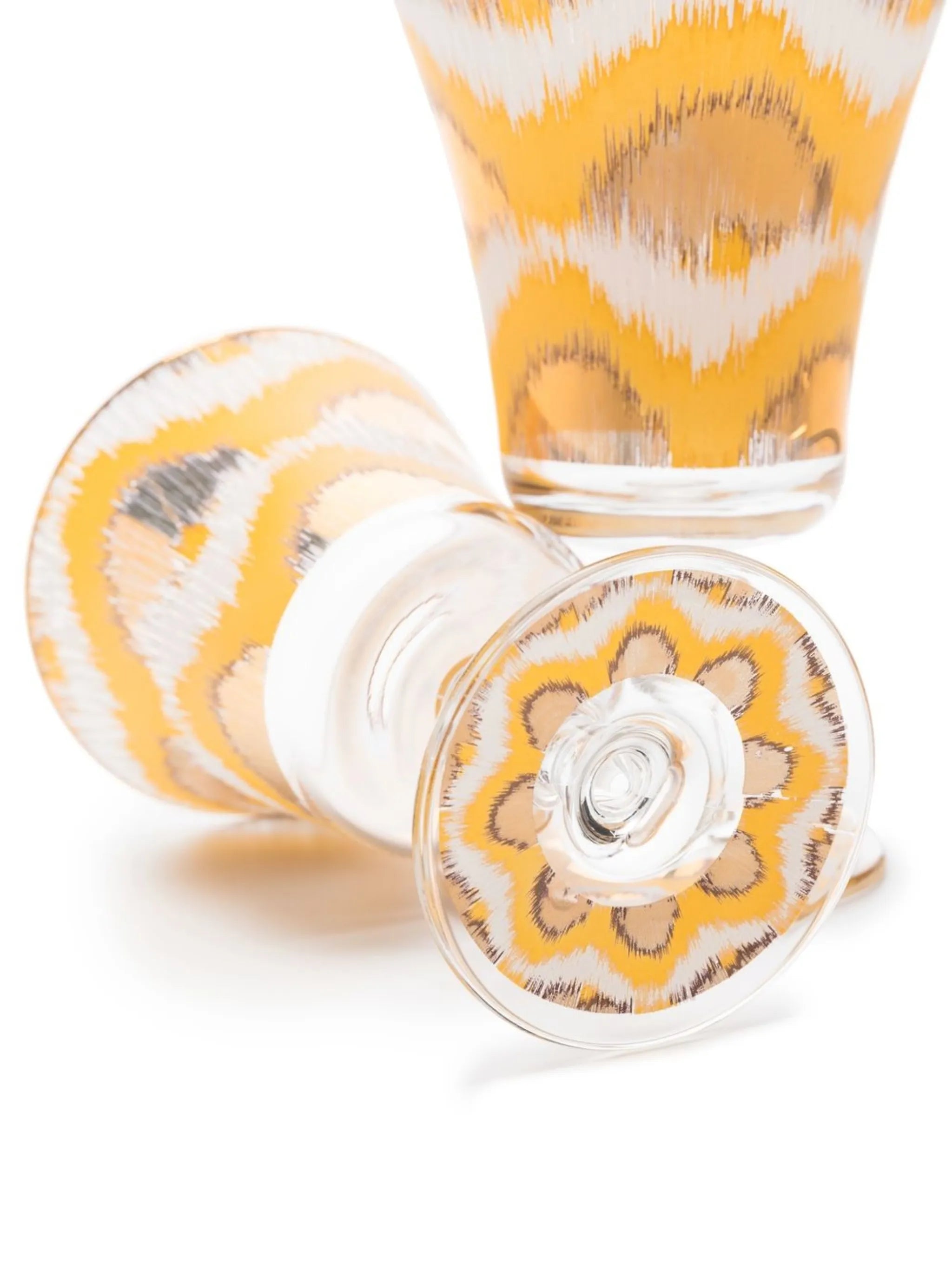 Ikat-print glass goblet