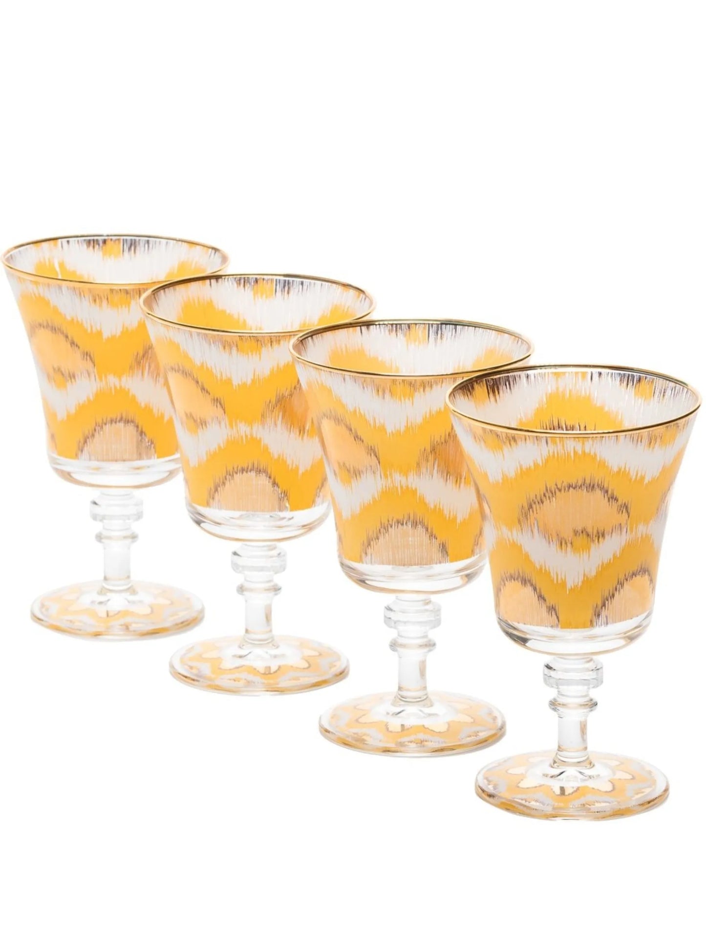 Ikat-print glass goblet