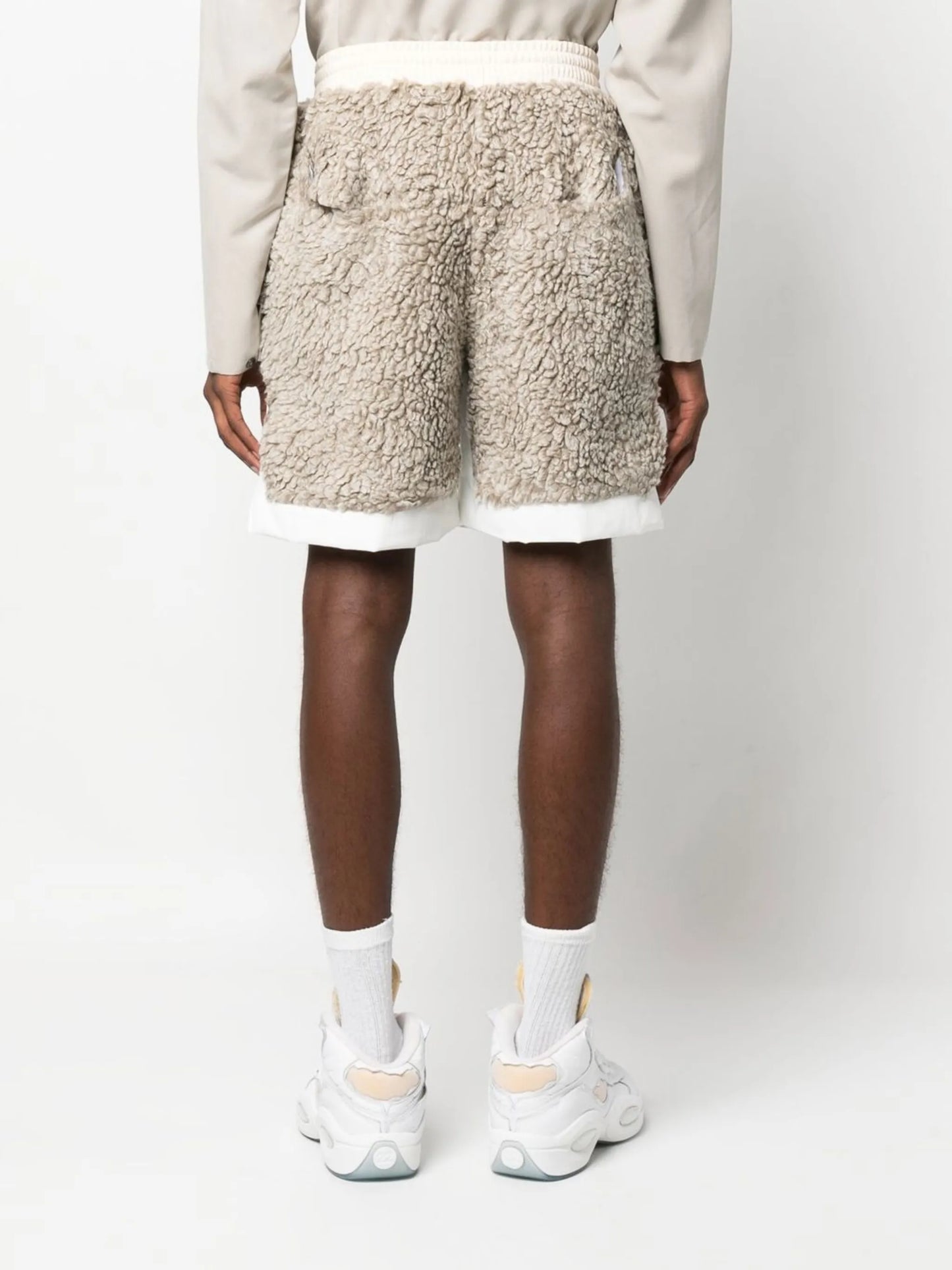 faux-shearling track shorts