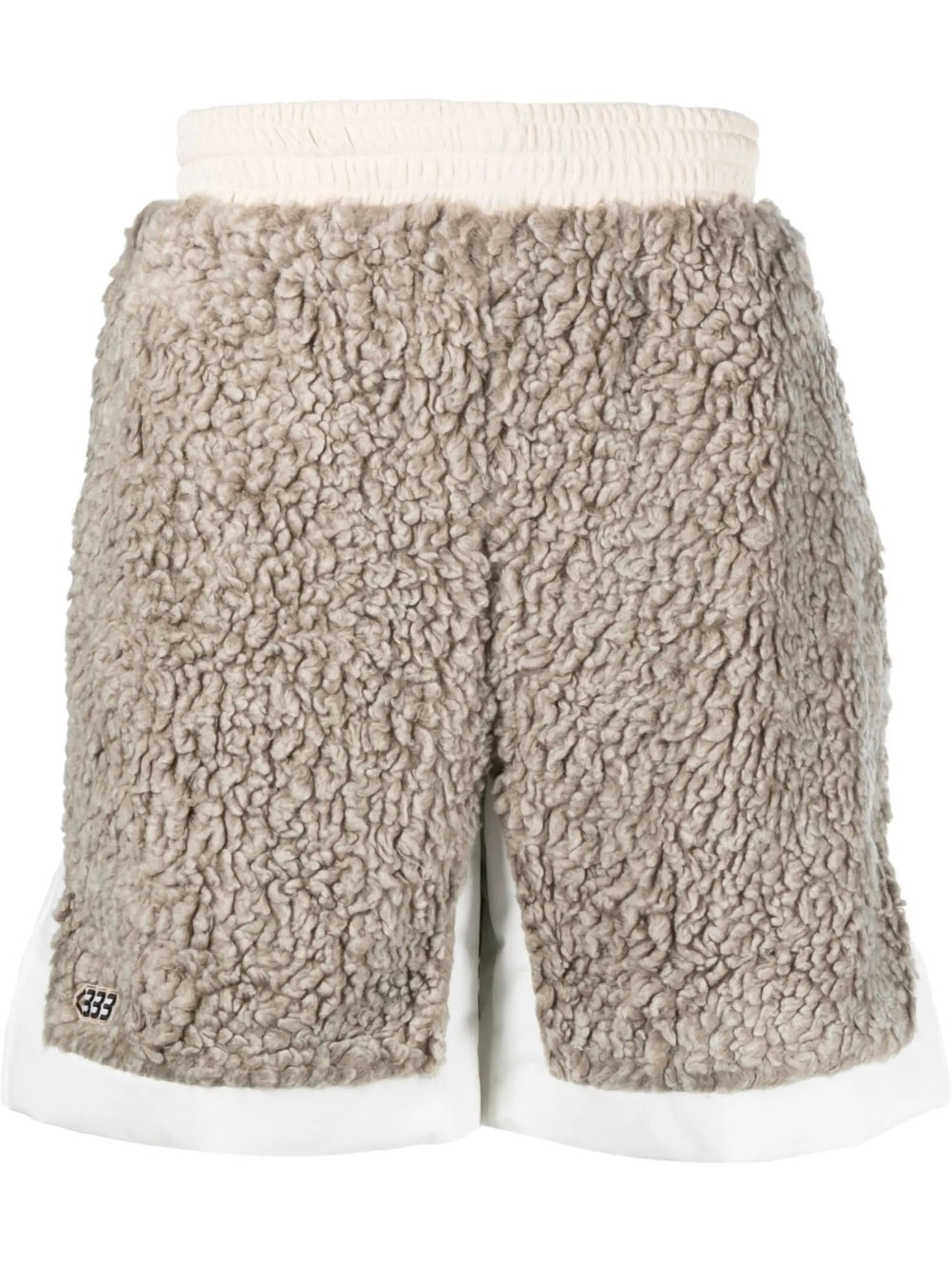 faux-shearling track shorts