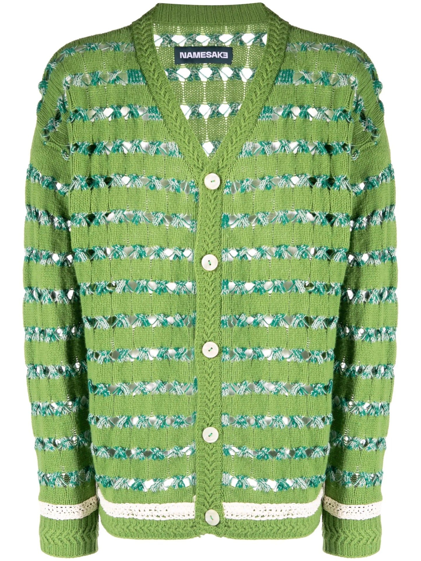 V-neck open-knit cardigan