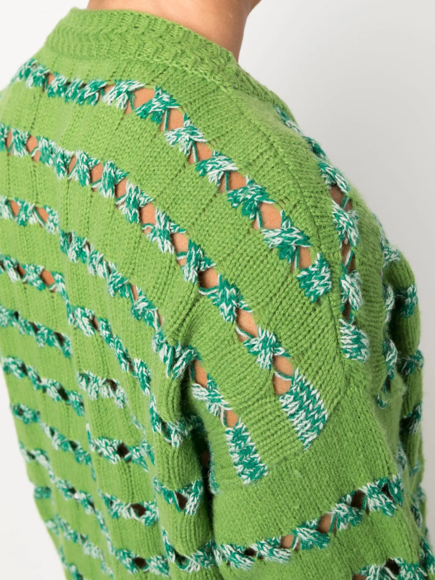V-neck open-knit cardigan