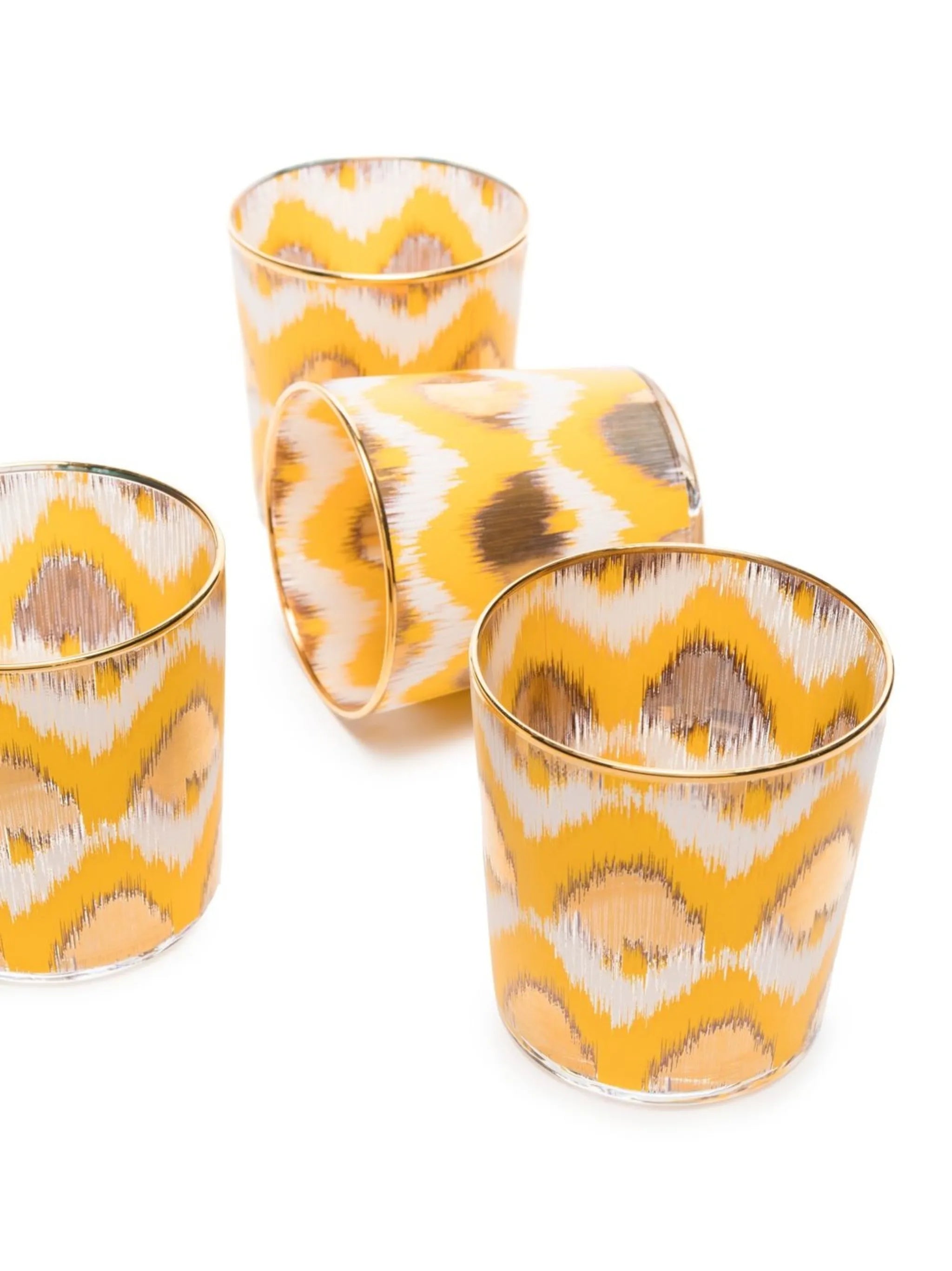 Ikat-print water glass