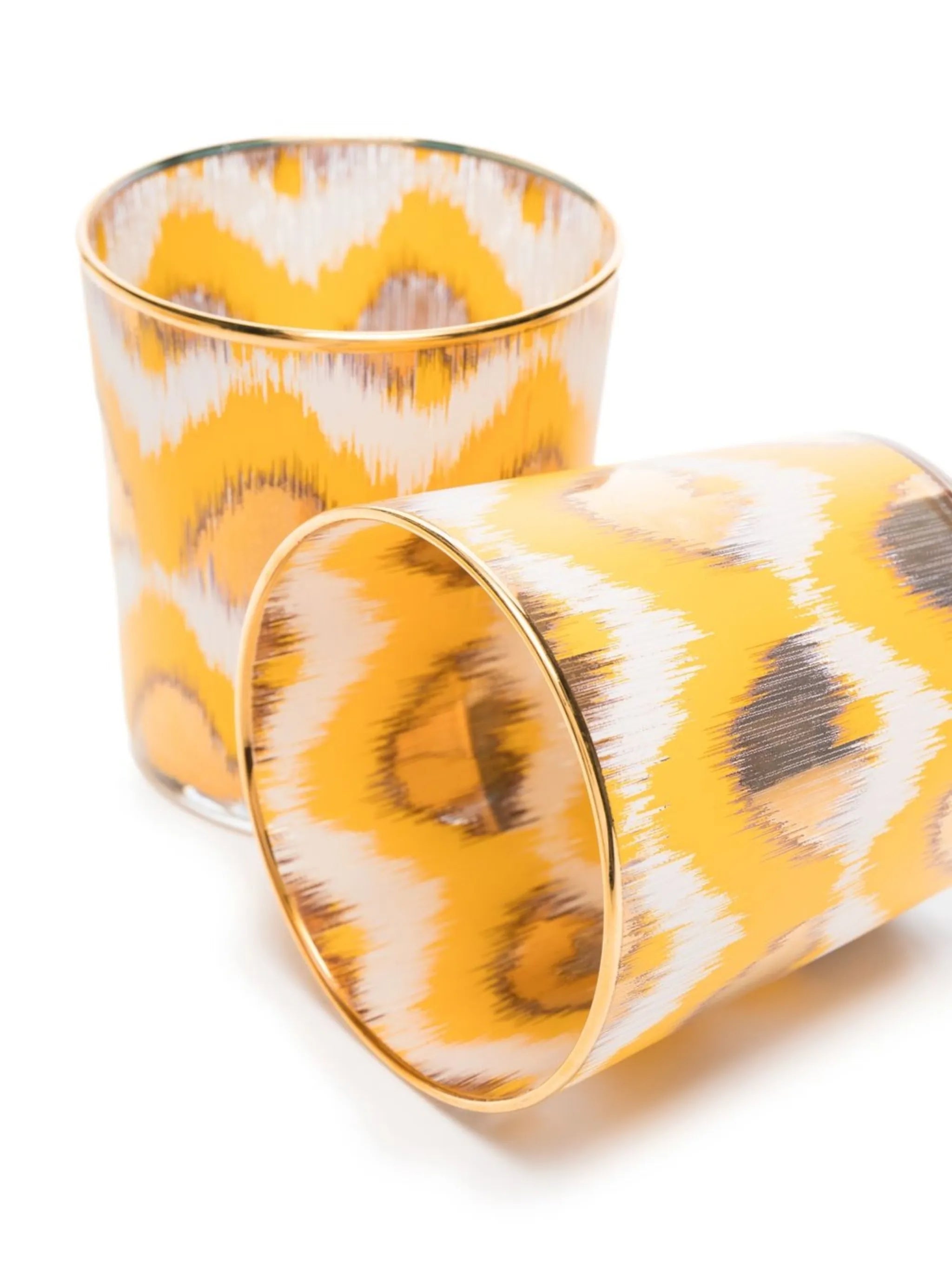 Ikat-print water glass