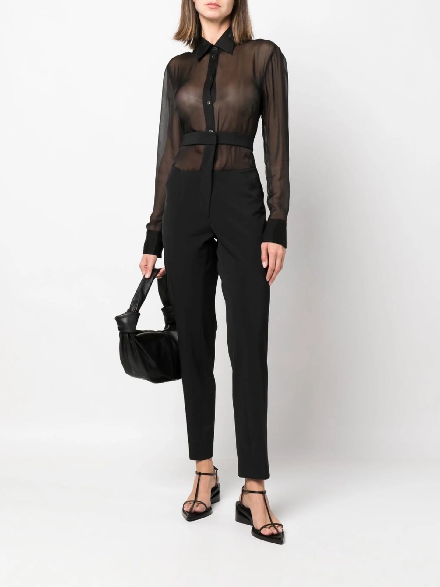 floating-waistband tailored trousers