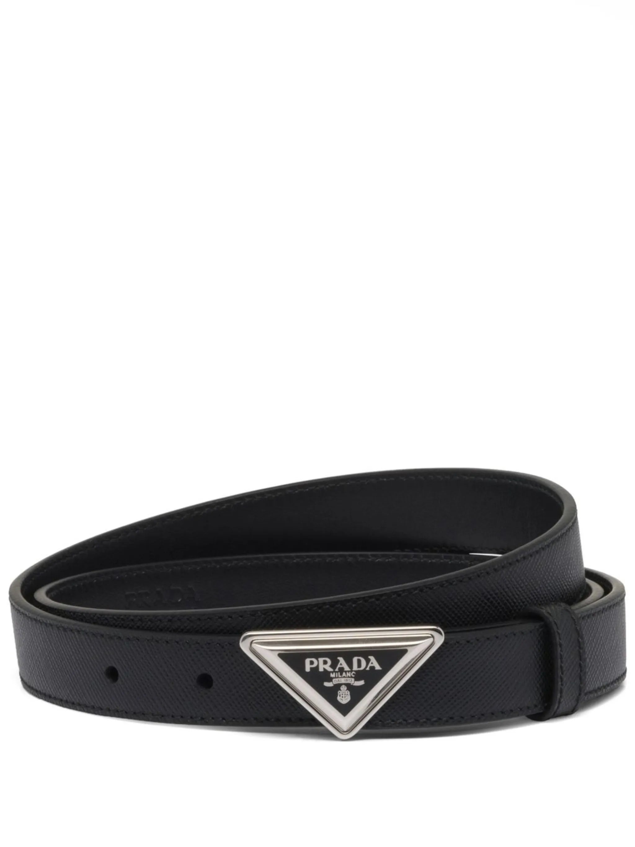logo-buckle leather belt