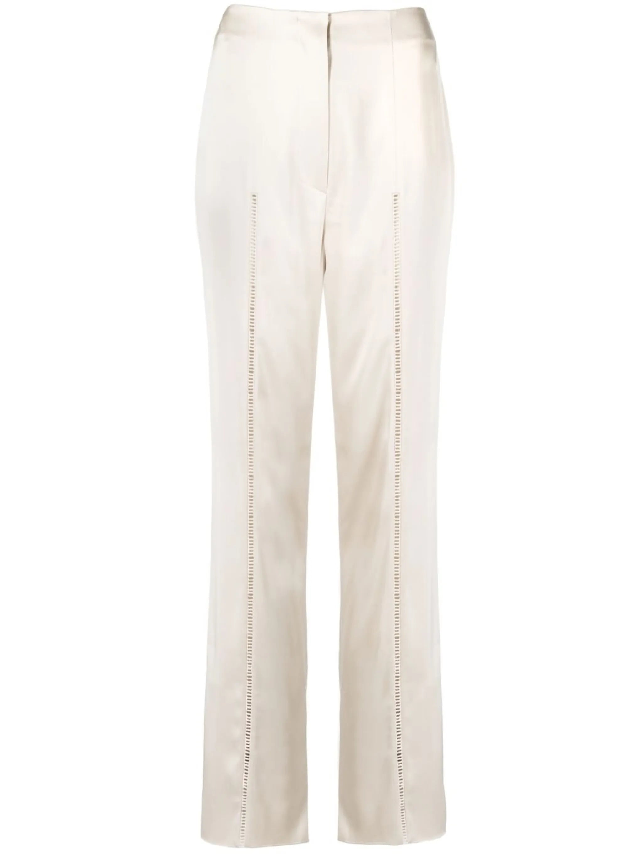 ladder-stitch straight-leg trousers