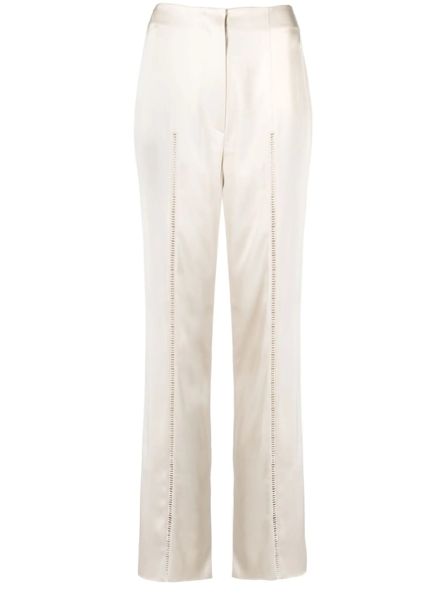 ladder-stitch straight-leg trousers