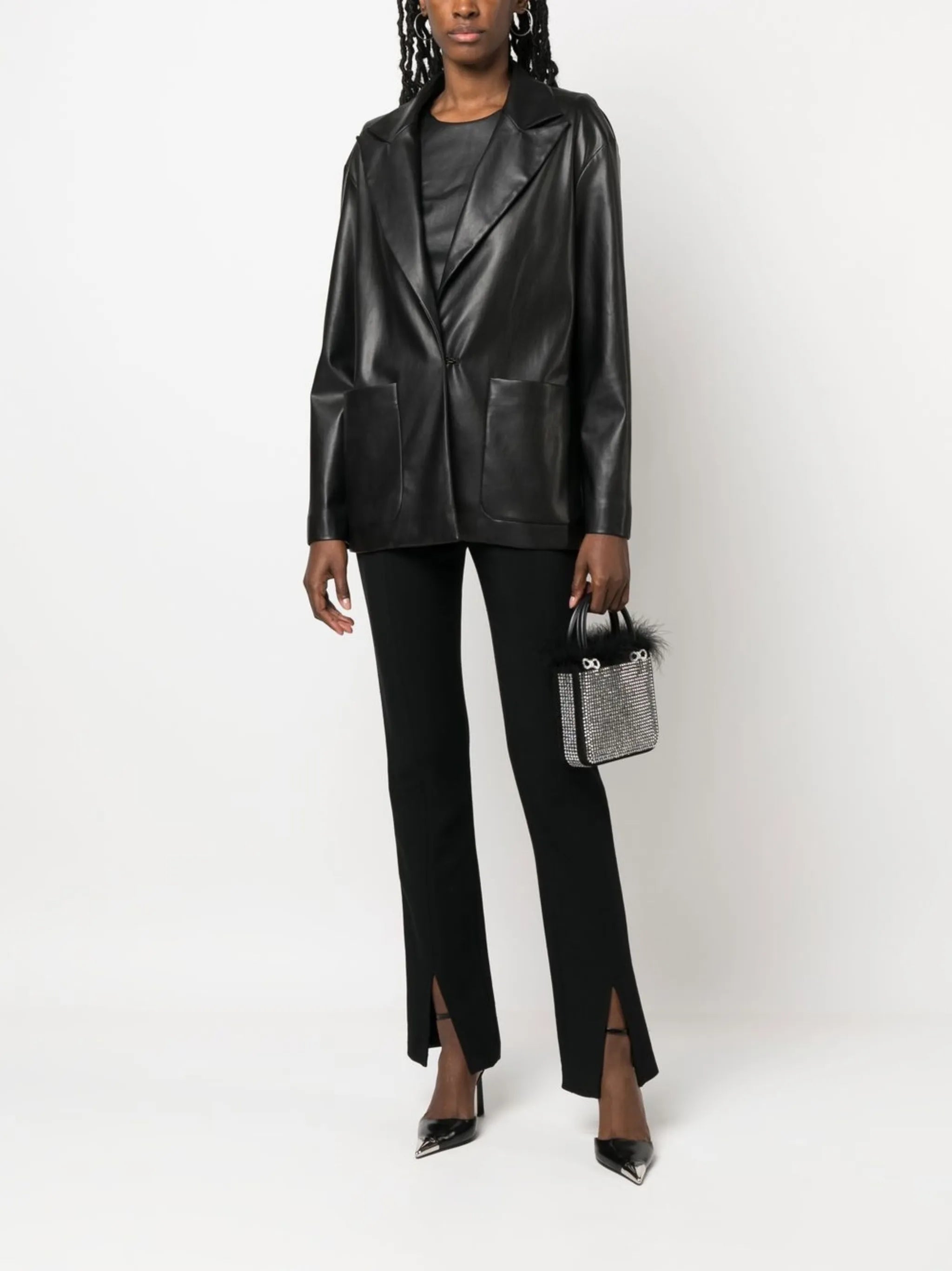 Body-Lines faux-leather blazer