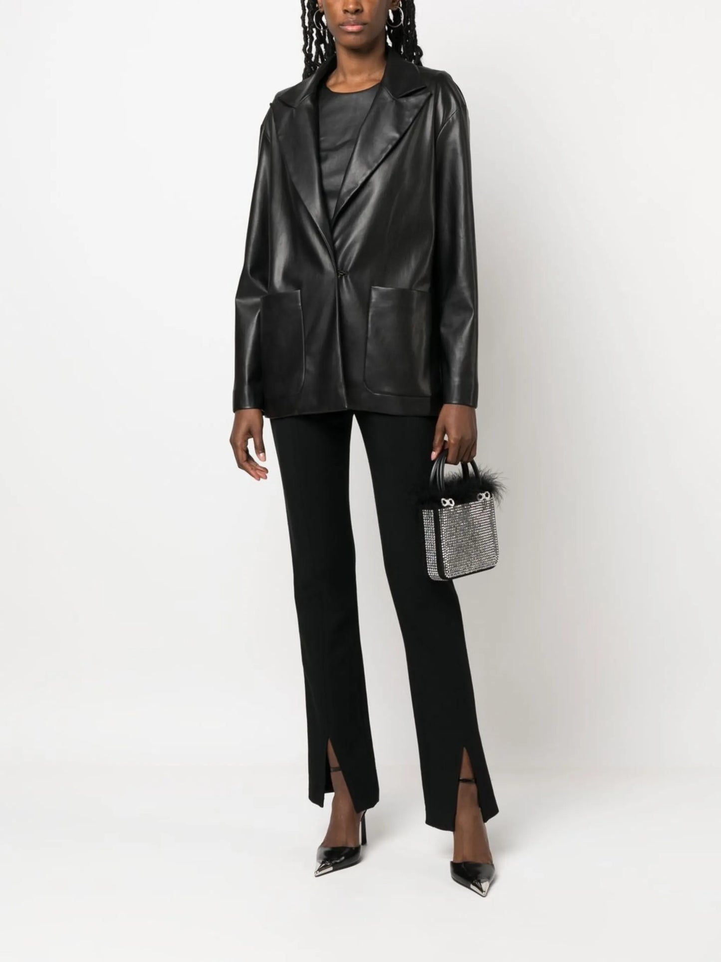 Body-Lines faux-leather blazer