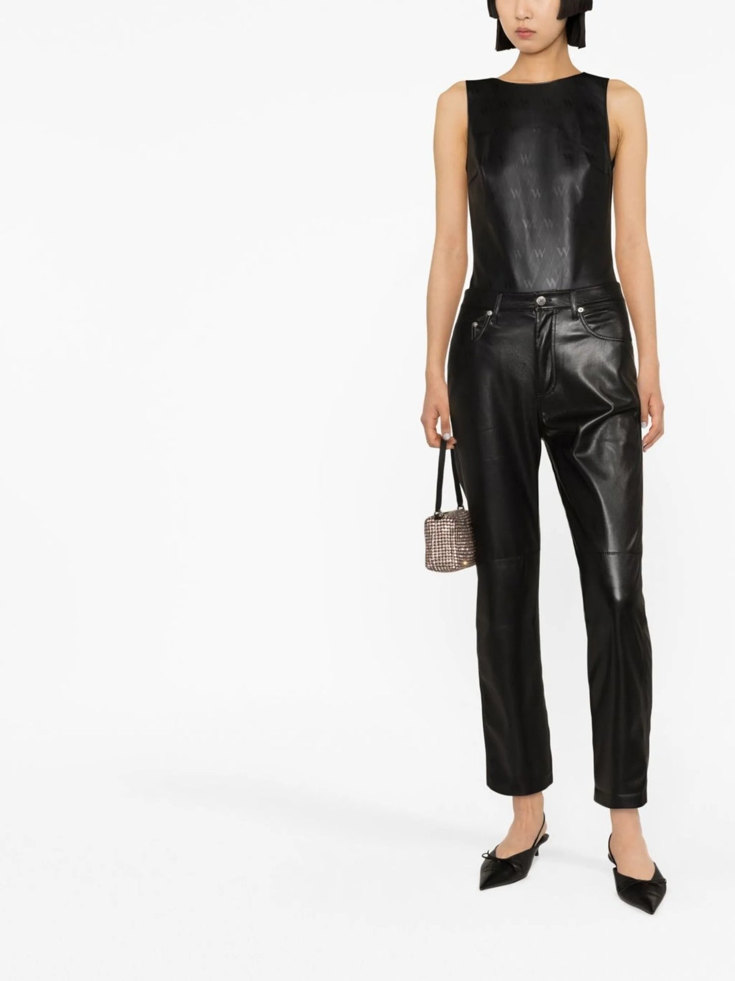 faux-leather bodysuit