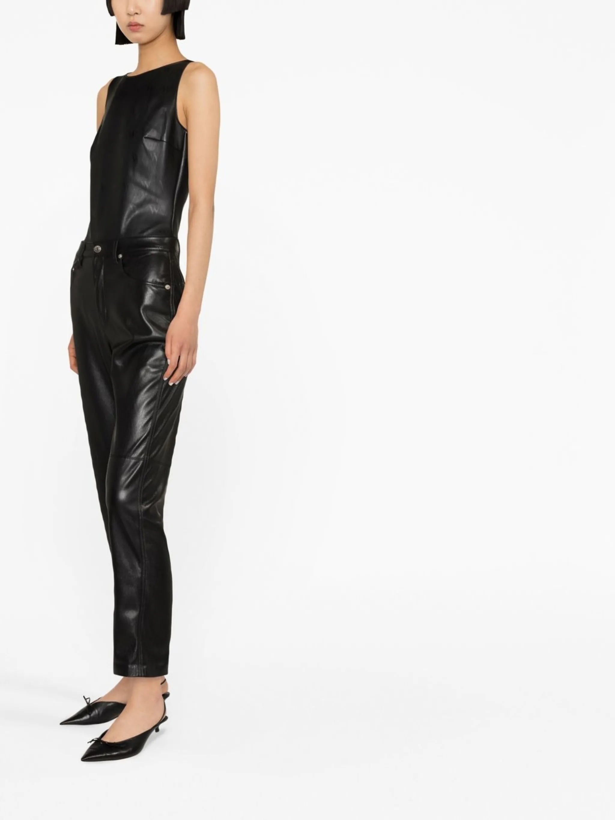 faux-leather bodysuit