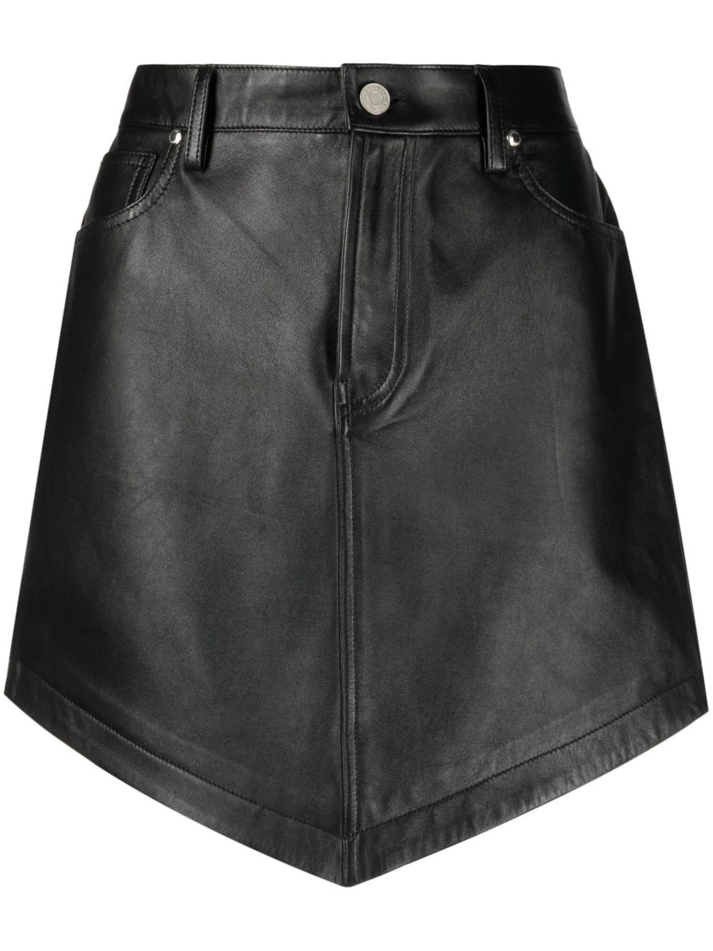 high-waist leather mini skirt