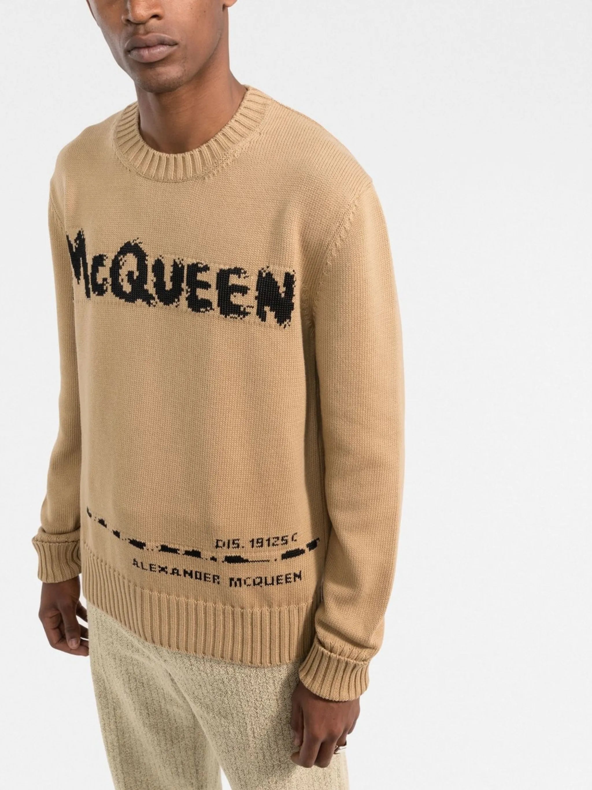 logo-intarsia organic cotton jumper