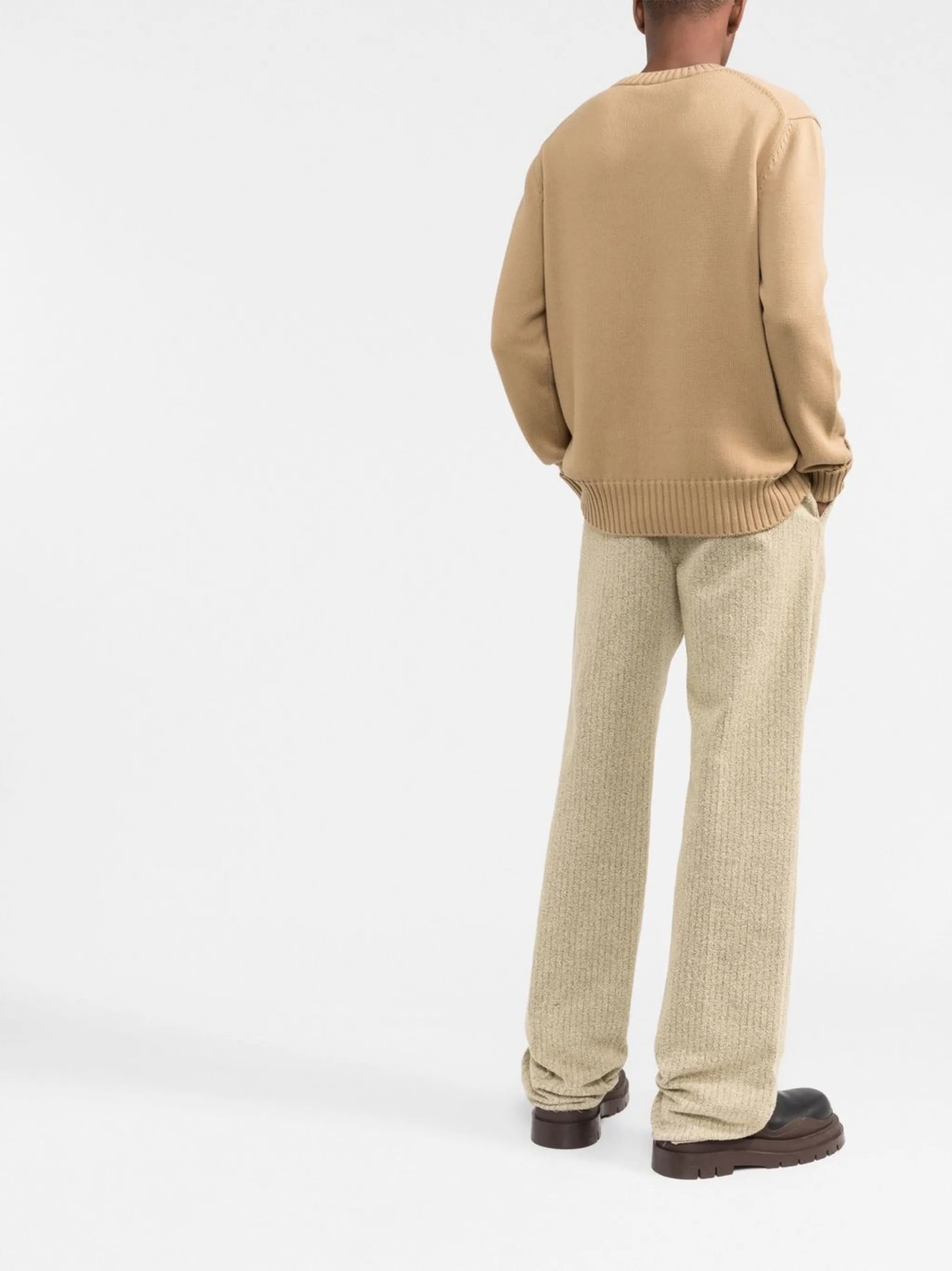logo-intarsia organic cotton jumper