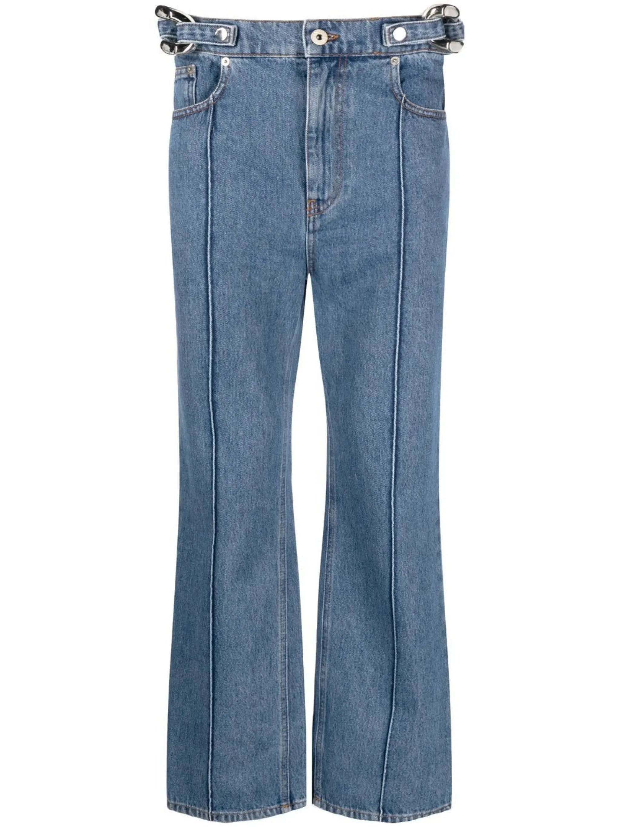 chain-link detailed straight-leg jeans
