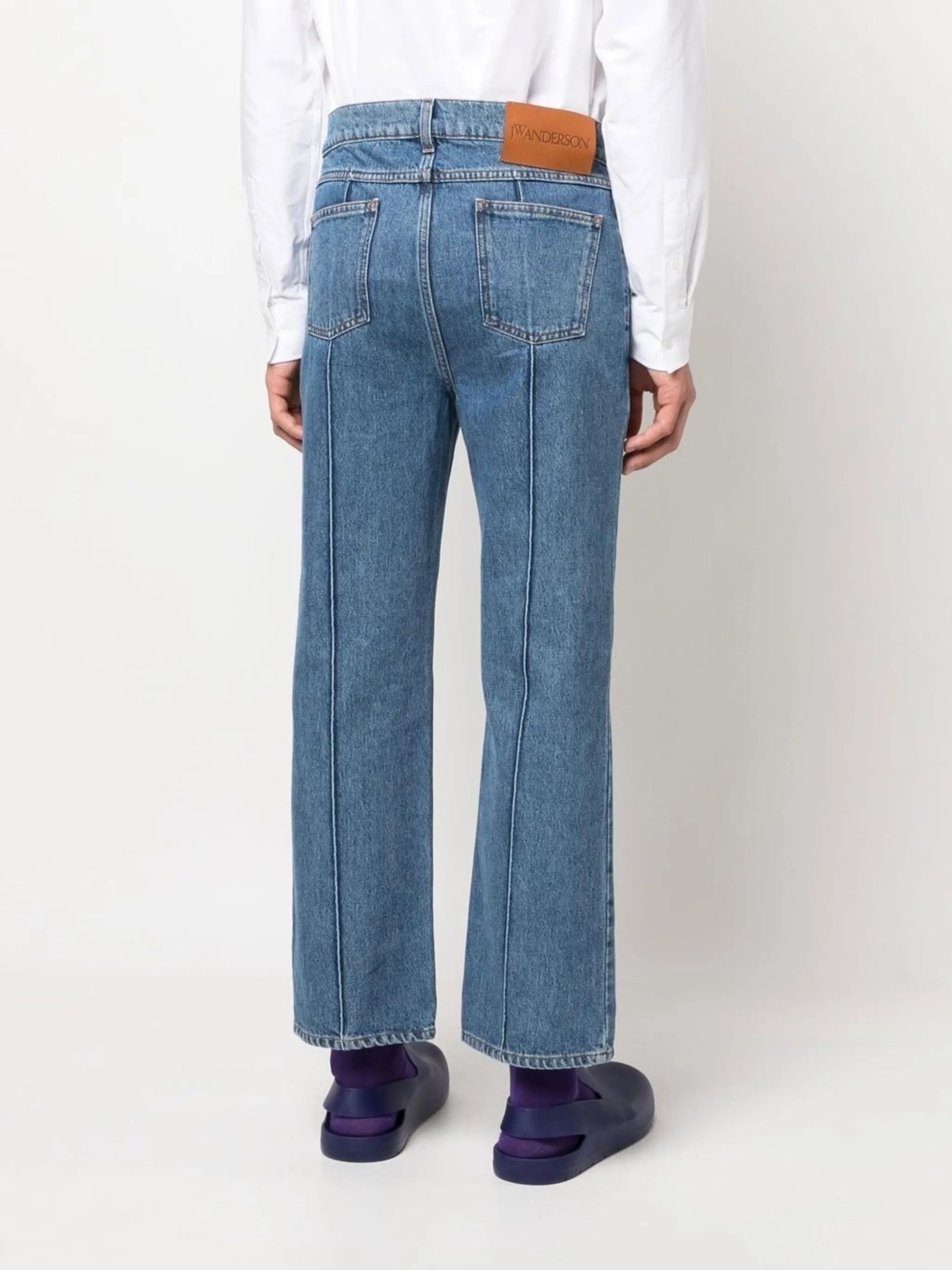 chain-link detailed straight-leg jeans