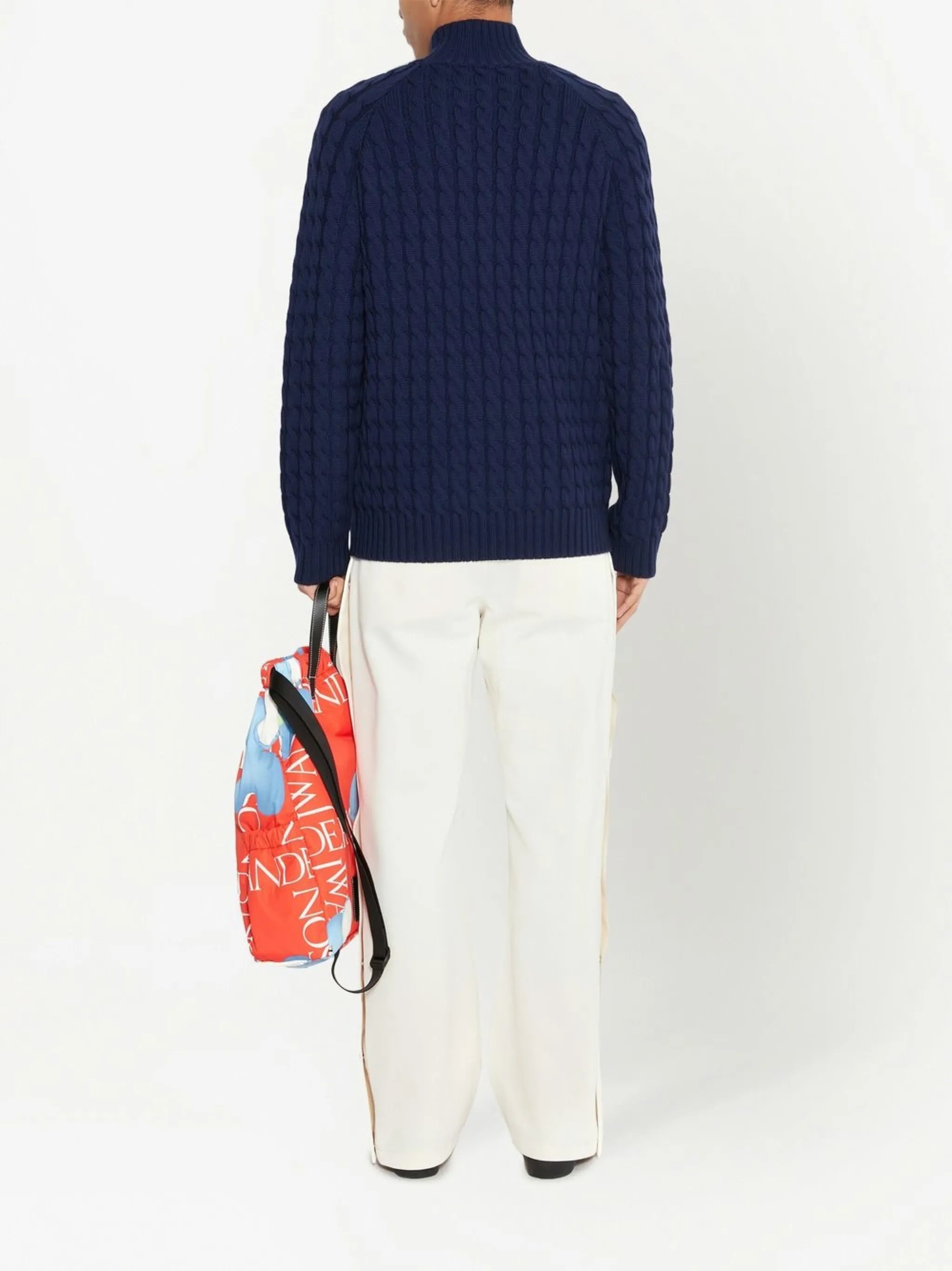 Henley cable-knit jumper