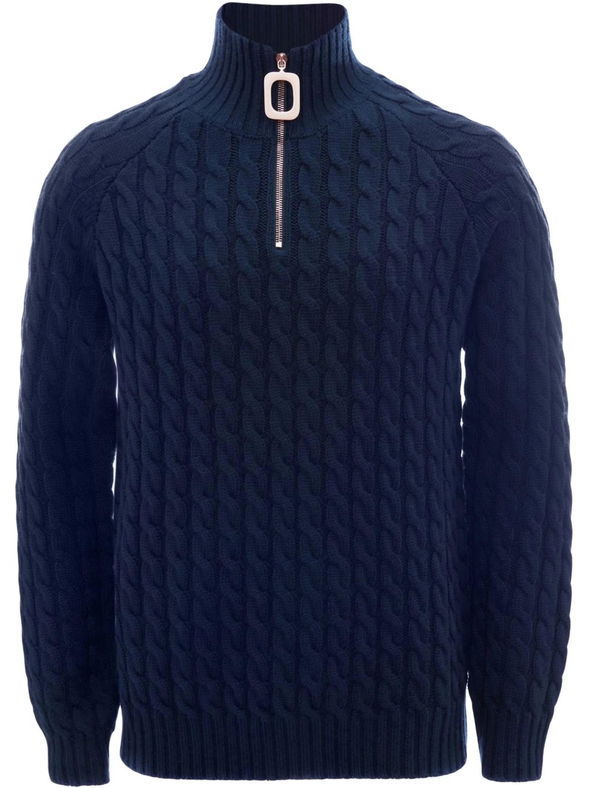 Henley cable-knit jumper