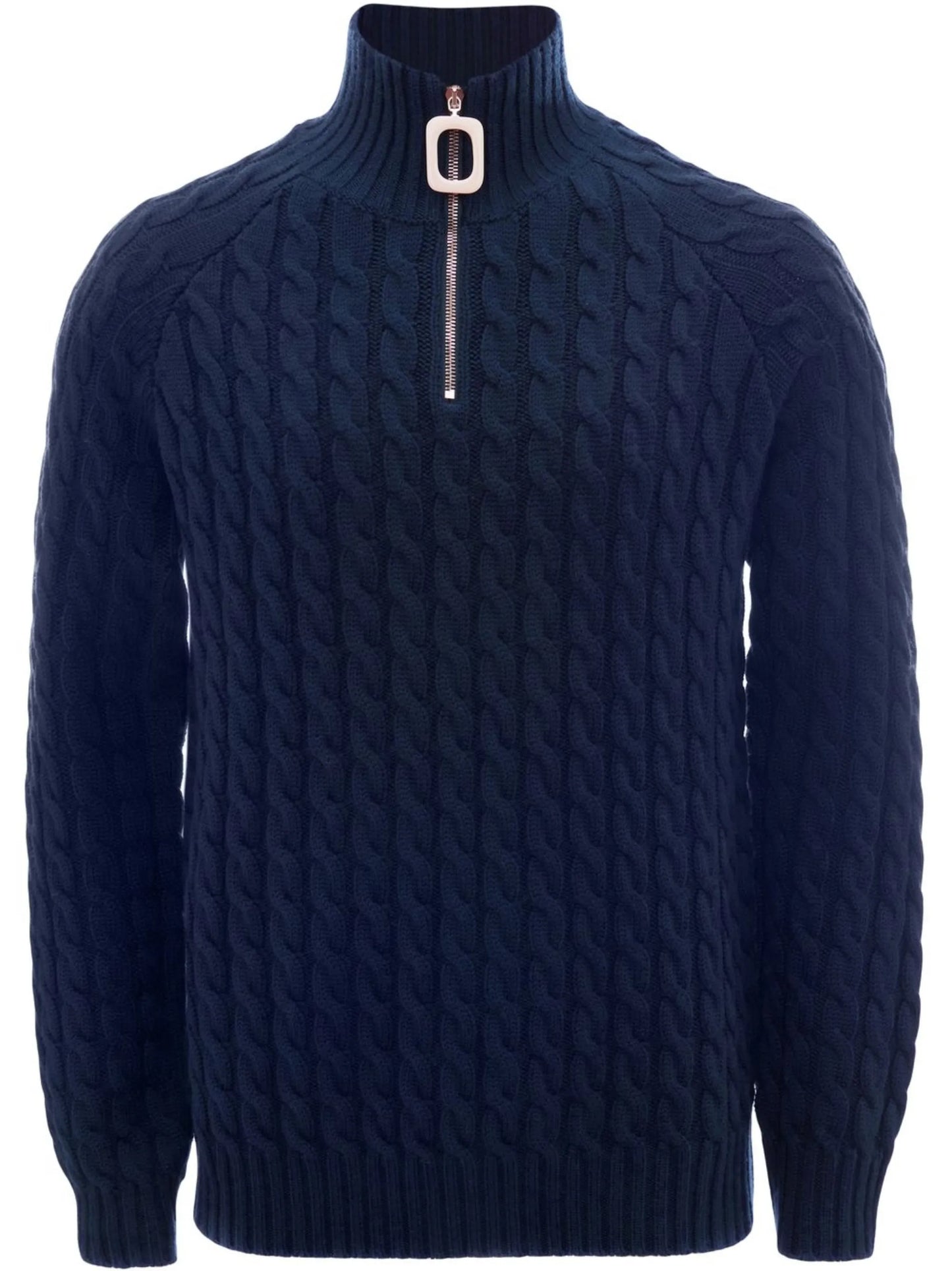 Henley cable-knit jumper